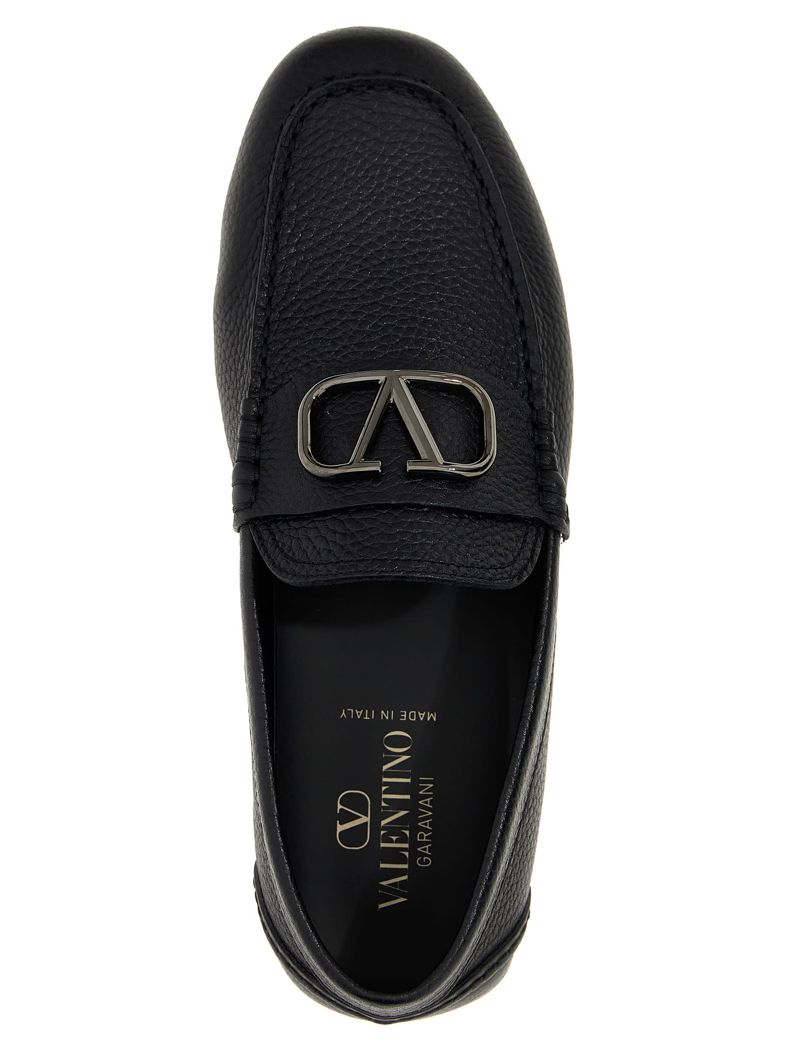 Shop Valentino Vlogo Signature Loafers In Black