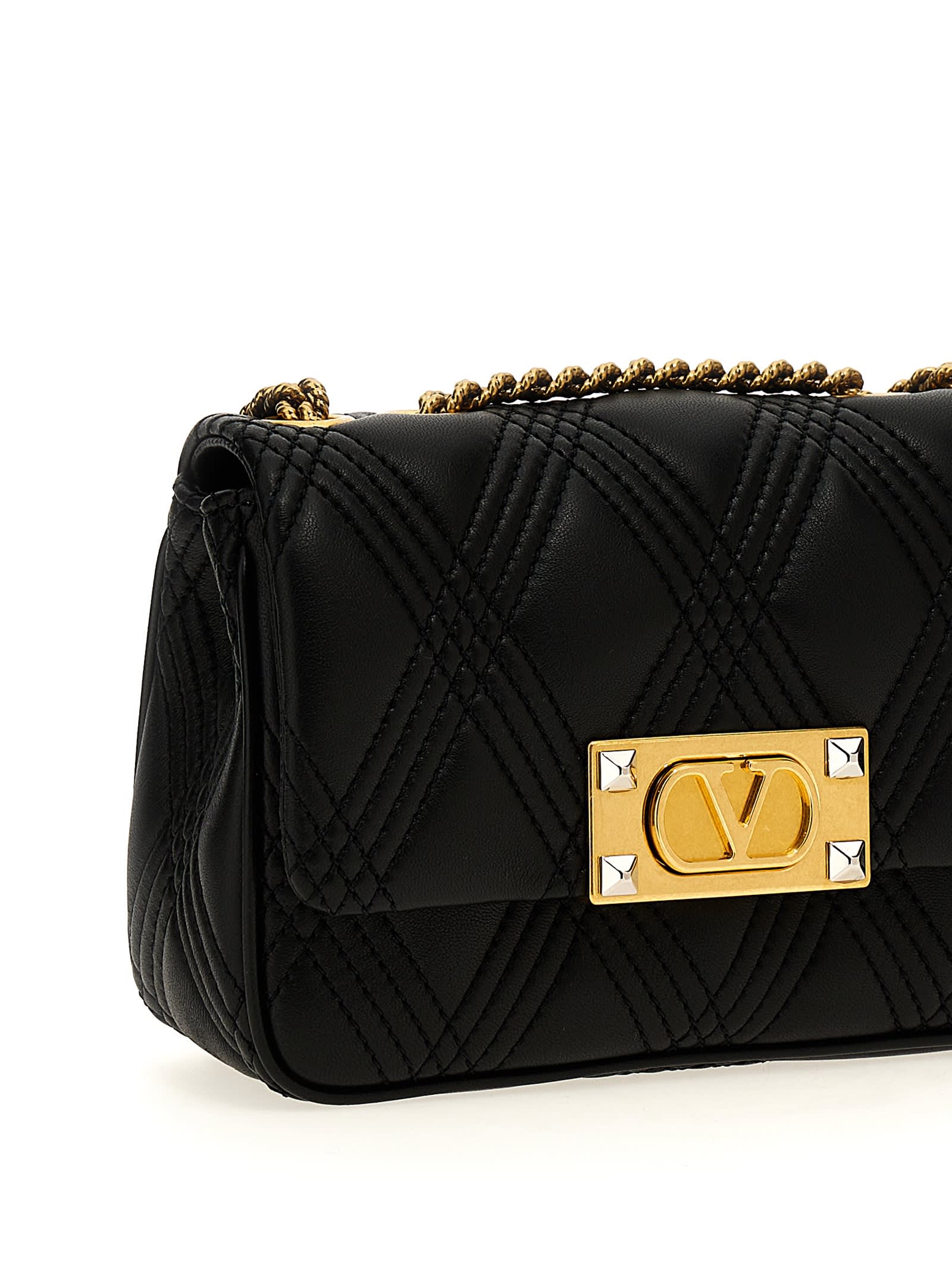 Valentino Quiltie 67 Leather Shoulder Bag In Black
