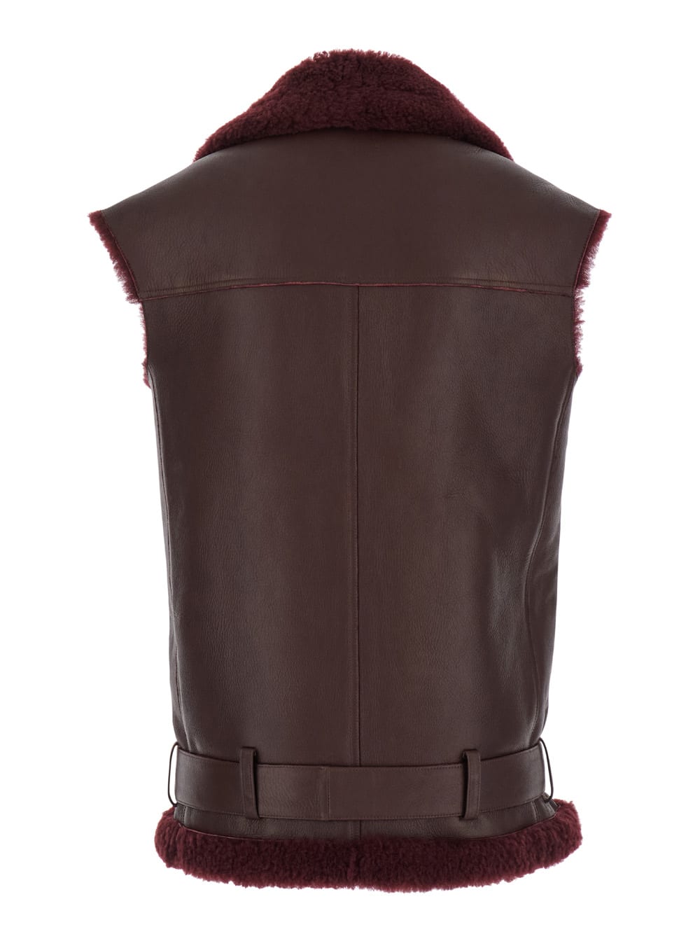 Shop Federica Tosi Bordeaux Vest With Wide Notched Revers In Leather Woman