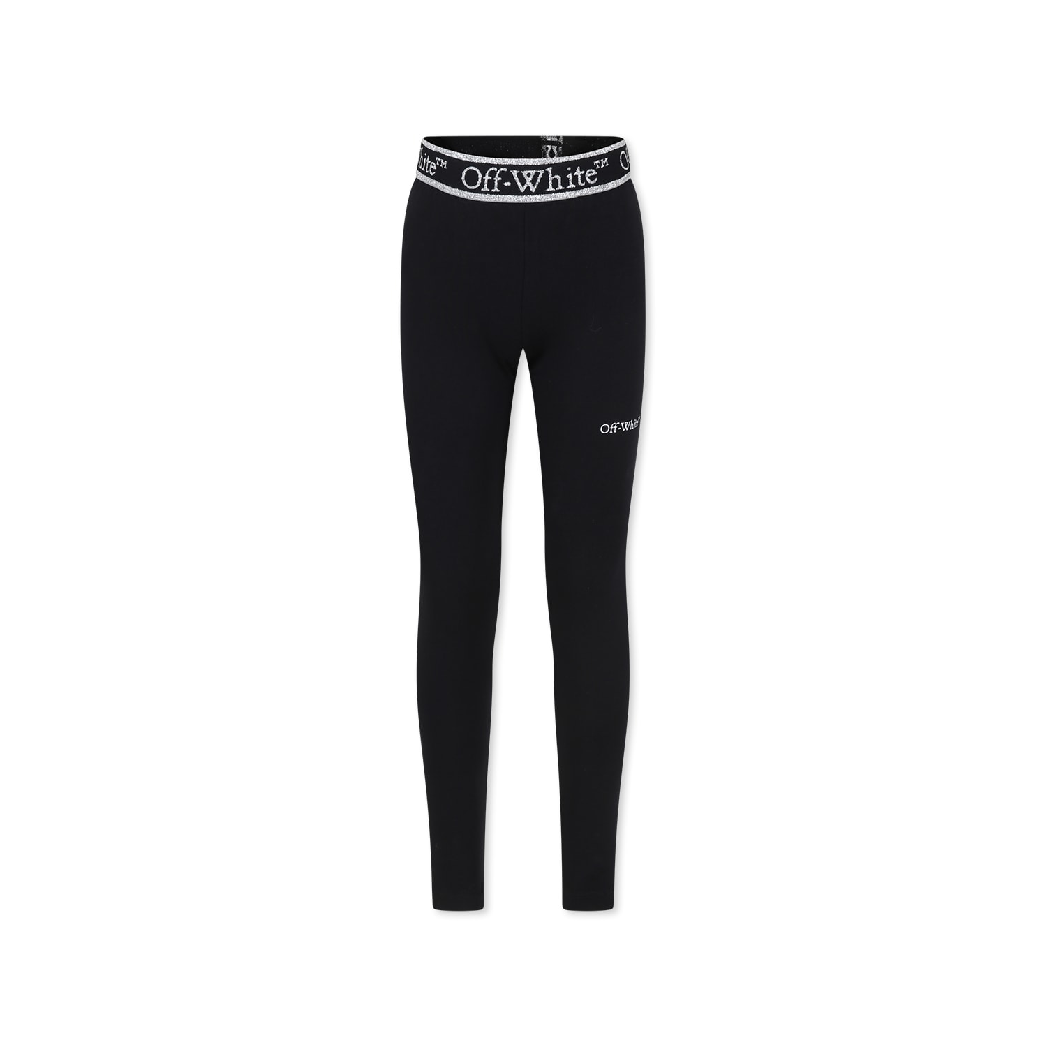 Off-white Black Leggings For Girl With Logo In Black