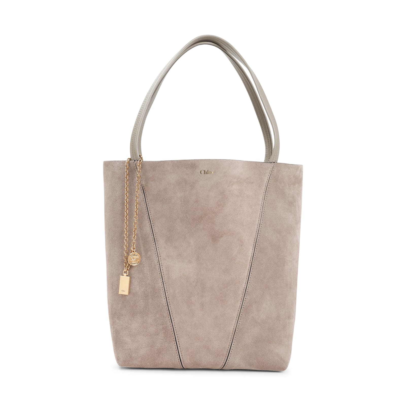 Chloé Motly Grey Suede Spin Tote Bag