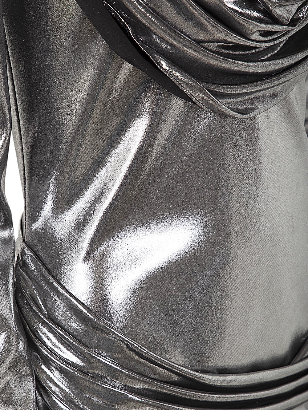 Shop Balmain Cowl Neck Metallic Short Dress In Ka Argent