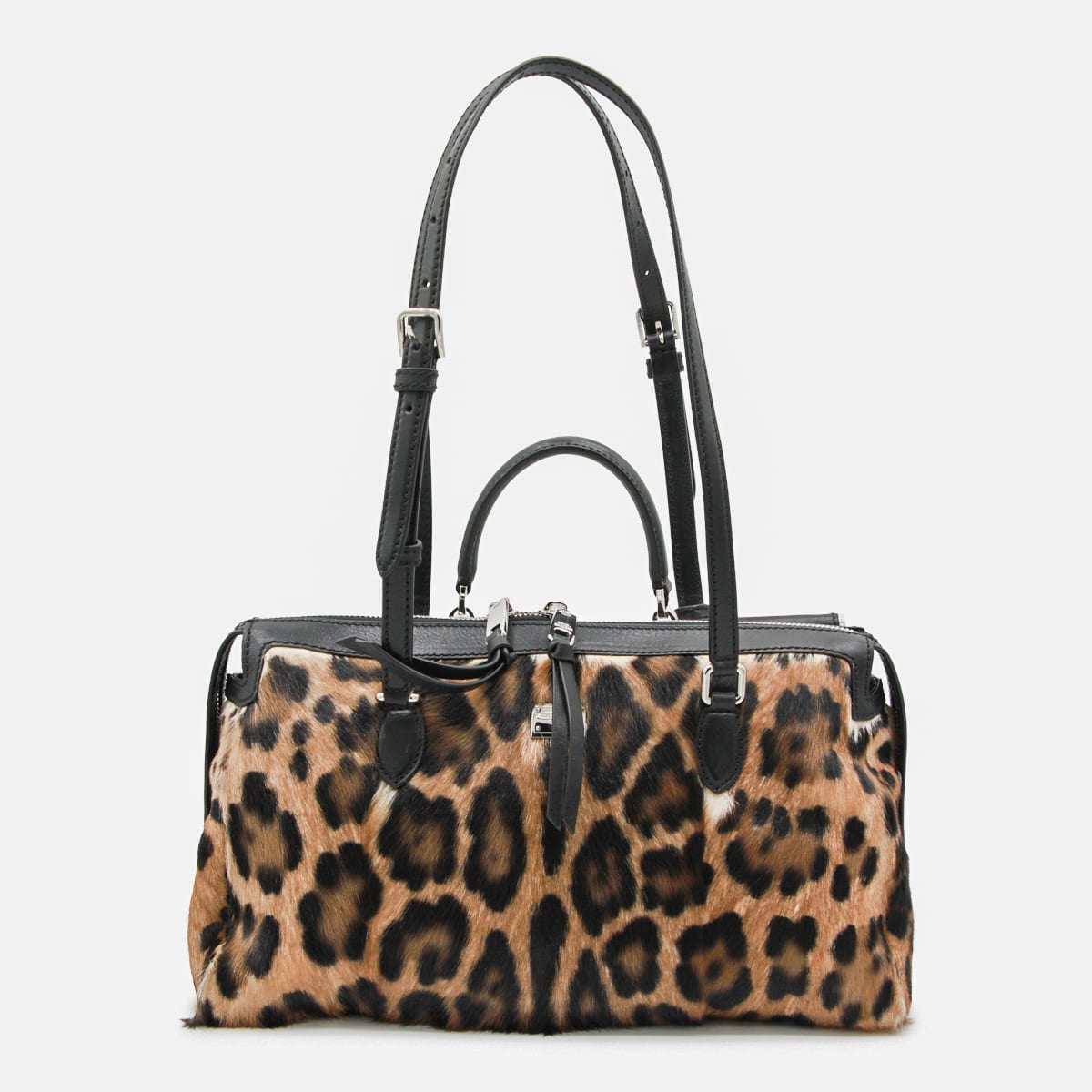 Dolce & Gabbana Animal Print Leather Vittoria Top Handle Bag In Animal Print
