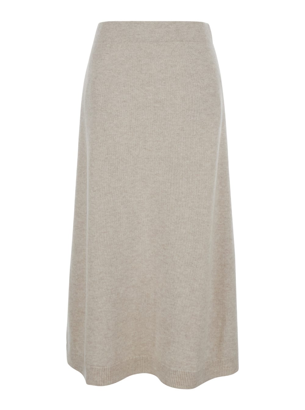 Midi Beige A-line Skirt In Cashmere Woman