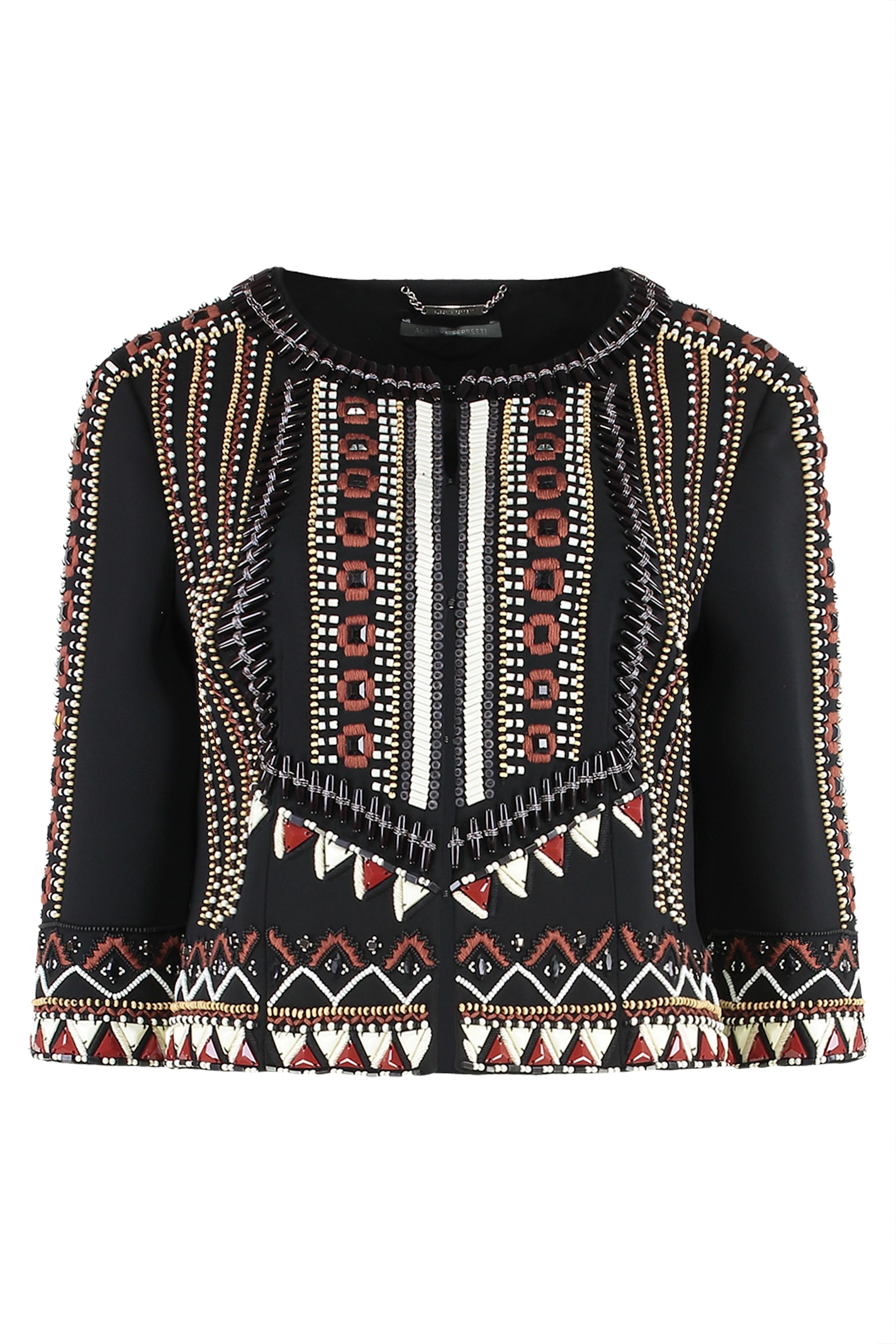 Alberta Ferretti Short Jacket With Embroidery In Black
