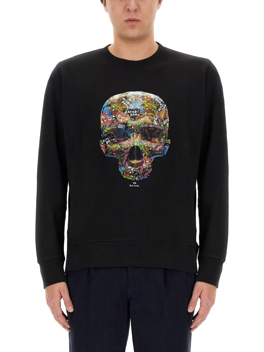Skull Sticker Print Sweatshirt
