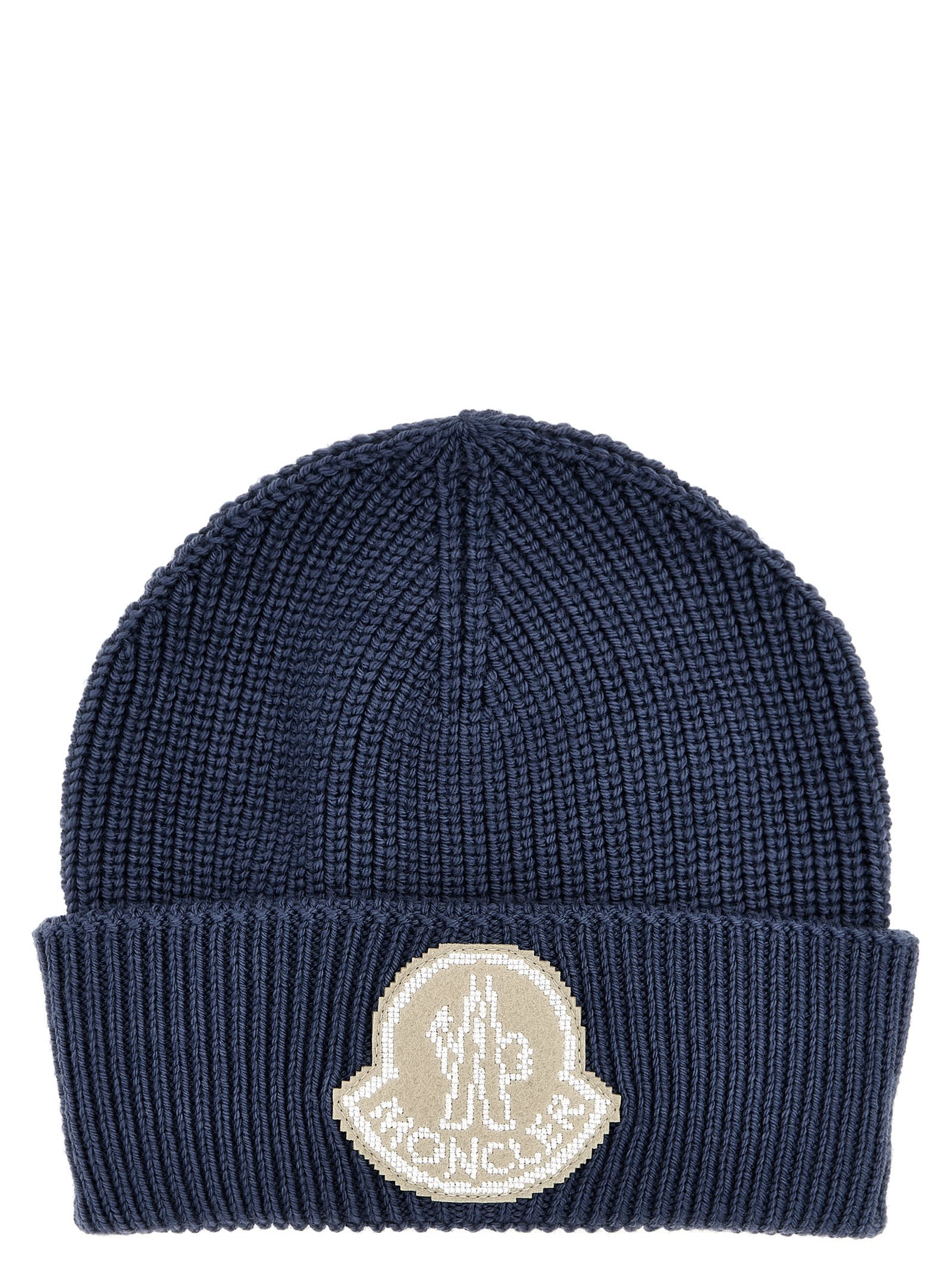 Shop Moncler Logo Patch Beanie In Multicolour