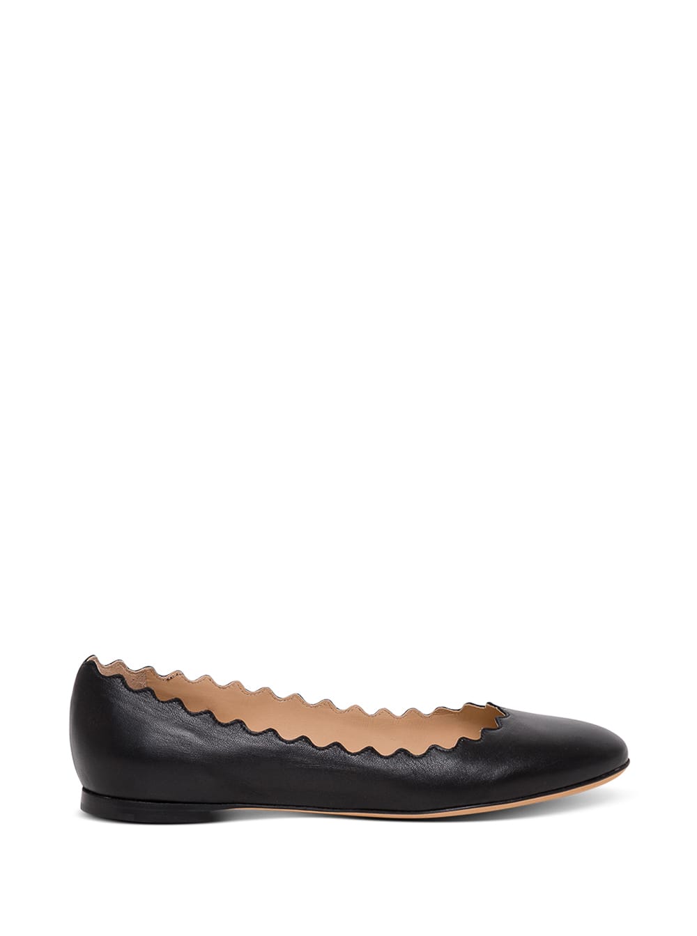 Shop Chloé Lauren Black Flat Shoes With Wavy Edges In Leather Woman In Nero