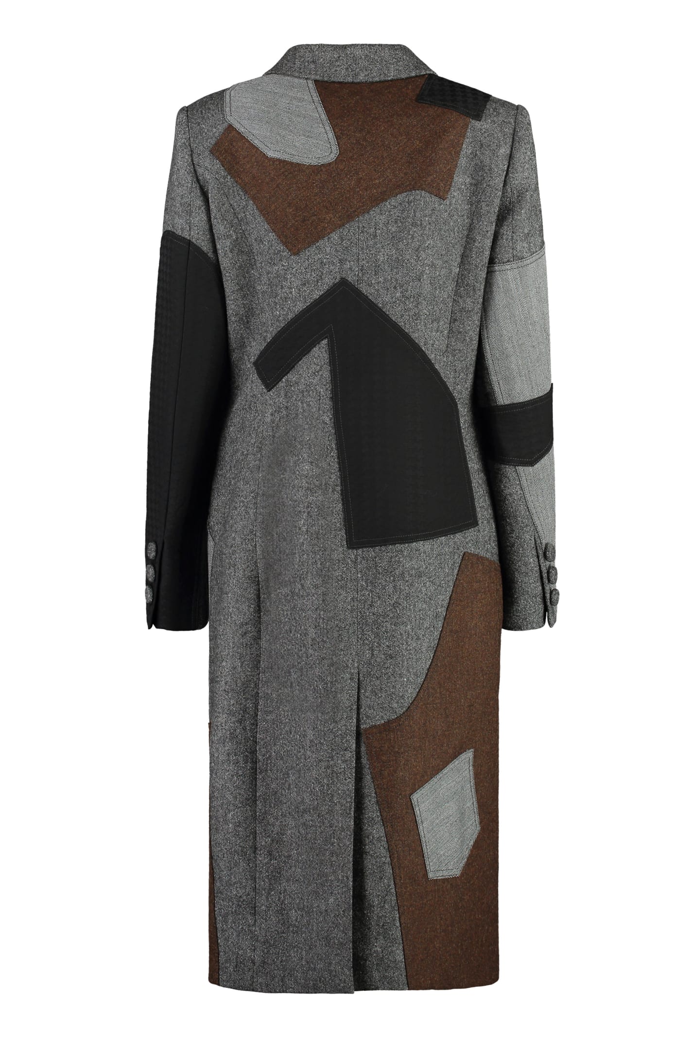 Shop Moschino Contrasting Detail Coat In Grey