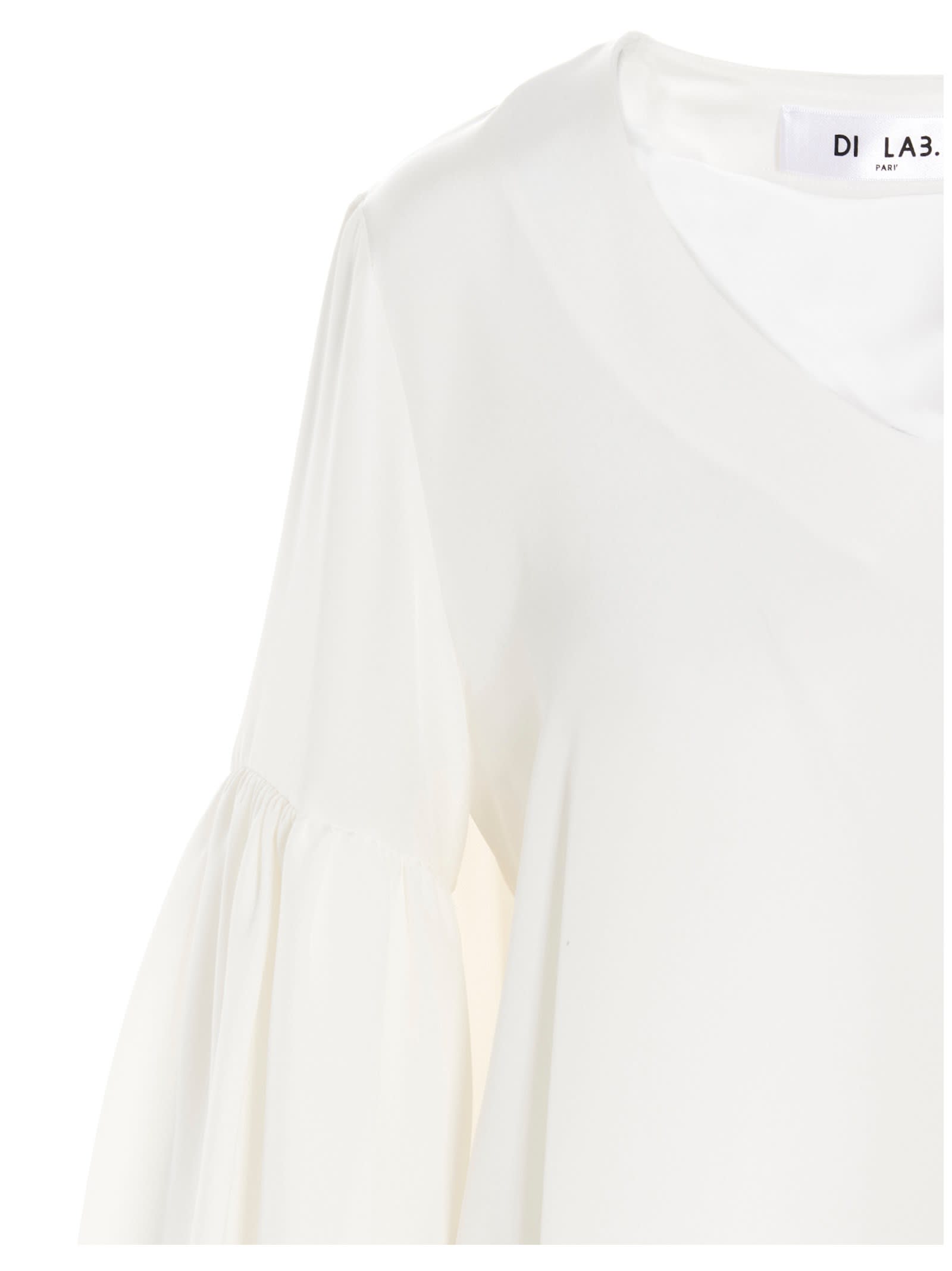 Di.la3 Pari' Puff-sleeve Silk Shirt In White