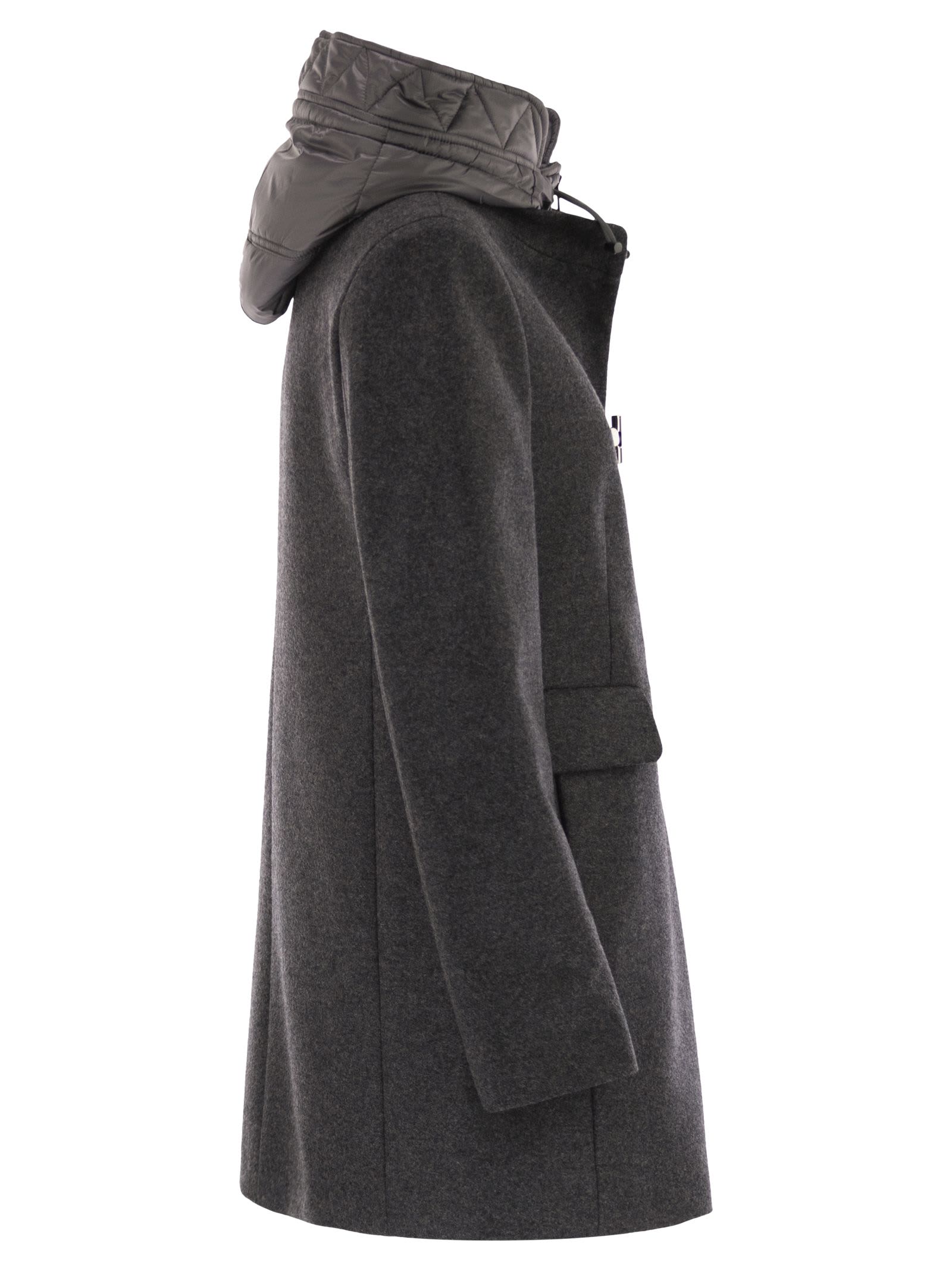 Fay Toggle Coat In Mélange Wool Cloth In Gray