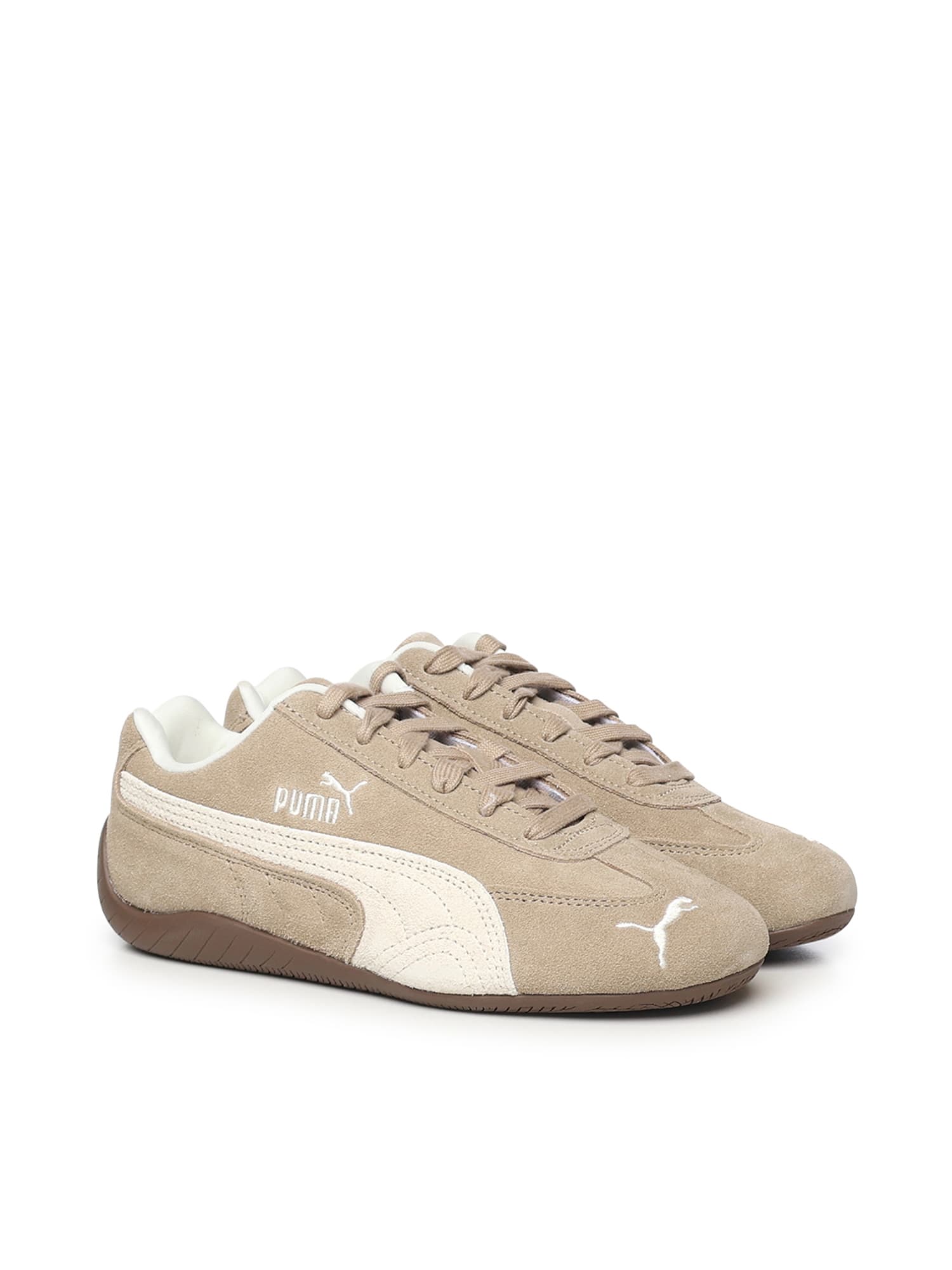 Puma Speedcat Elevated Beige Sneakers With Logo Print On The Side And Logo Lettering On The Side In Suede In Neutral