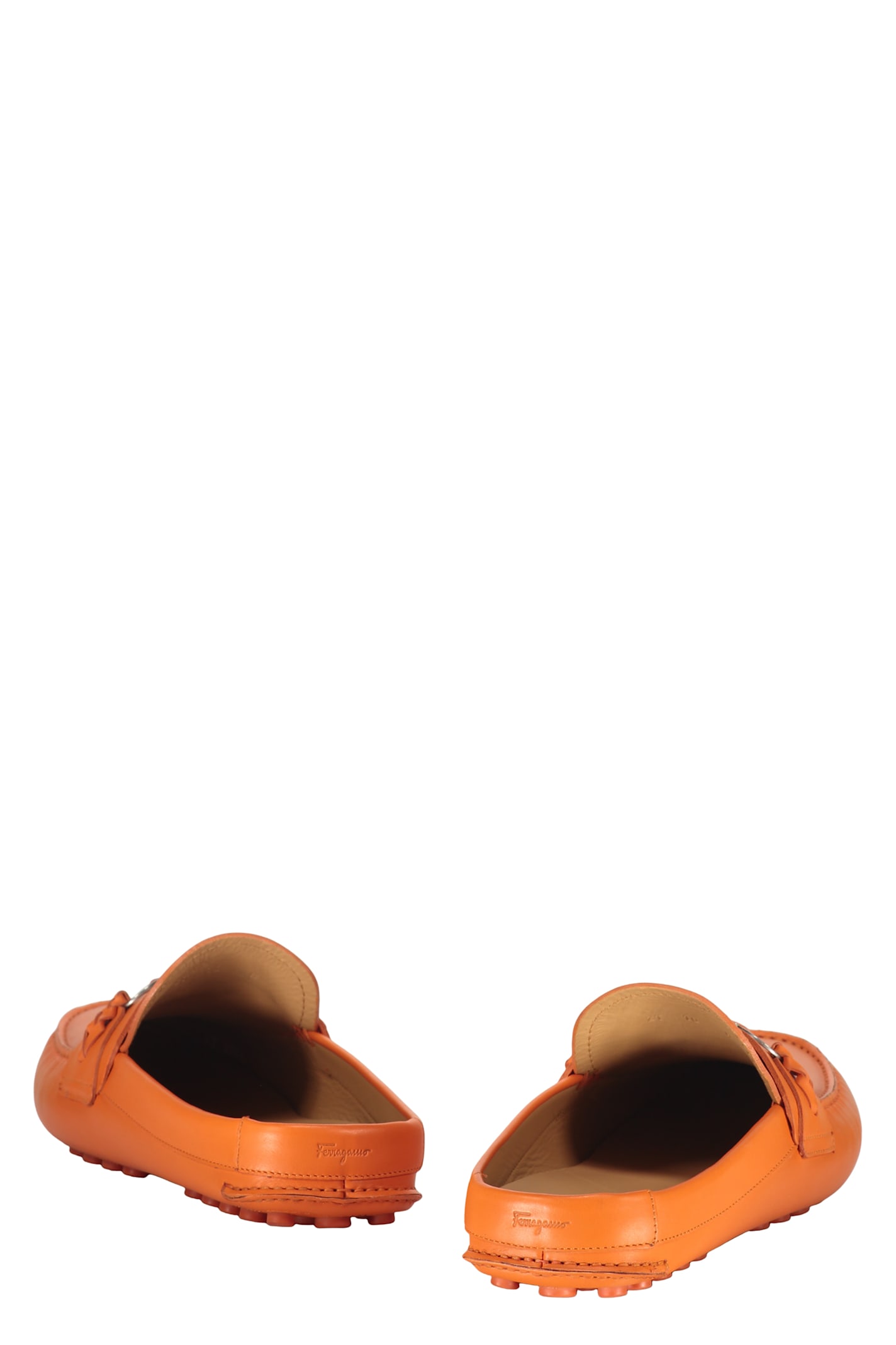Ferragamo Gancini Leather Mule In Animal Print