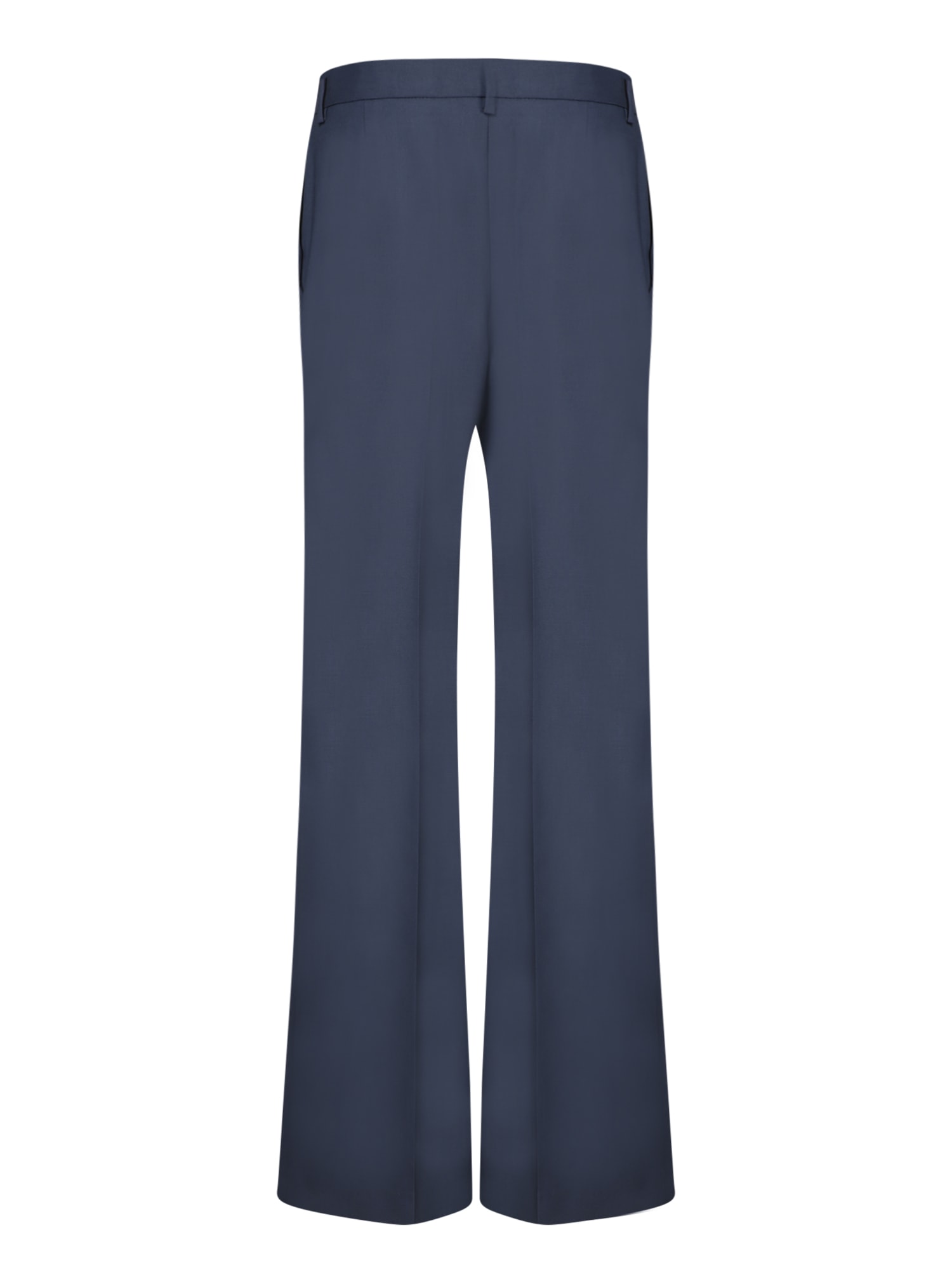 Shop Msgm Blue Wool Straight-leg Trousers