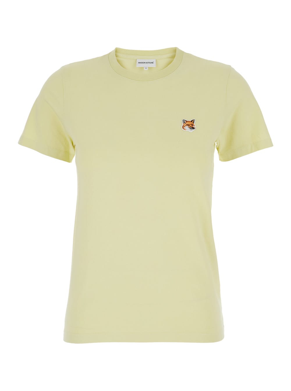 Shop Maison Kitsuné Yellow T-shirt With Fox Head Patch In Cotton Woman