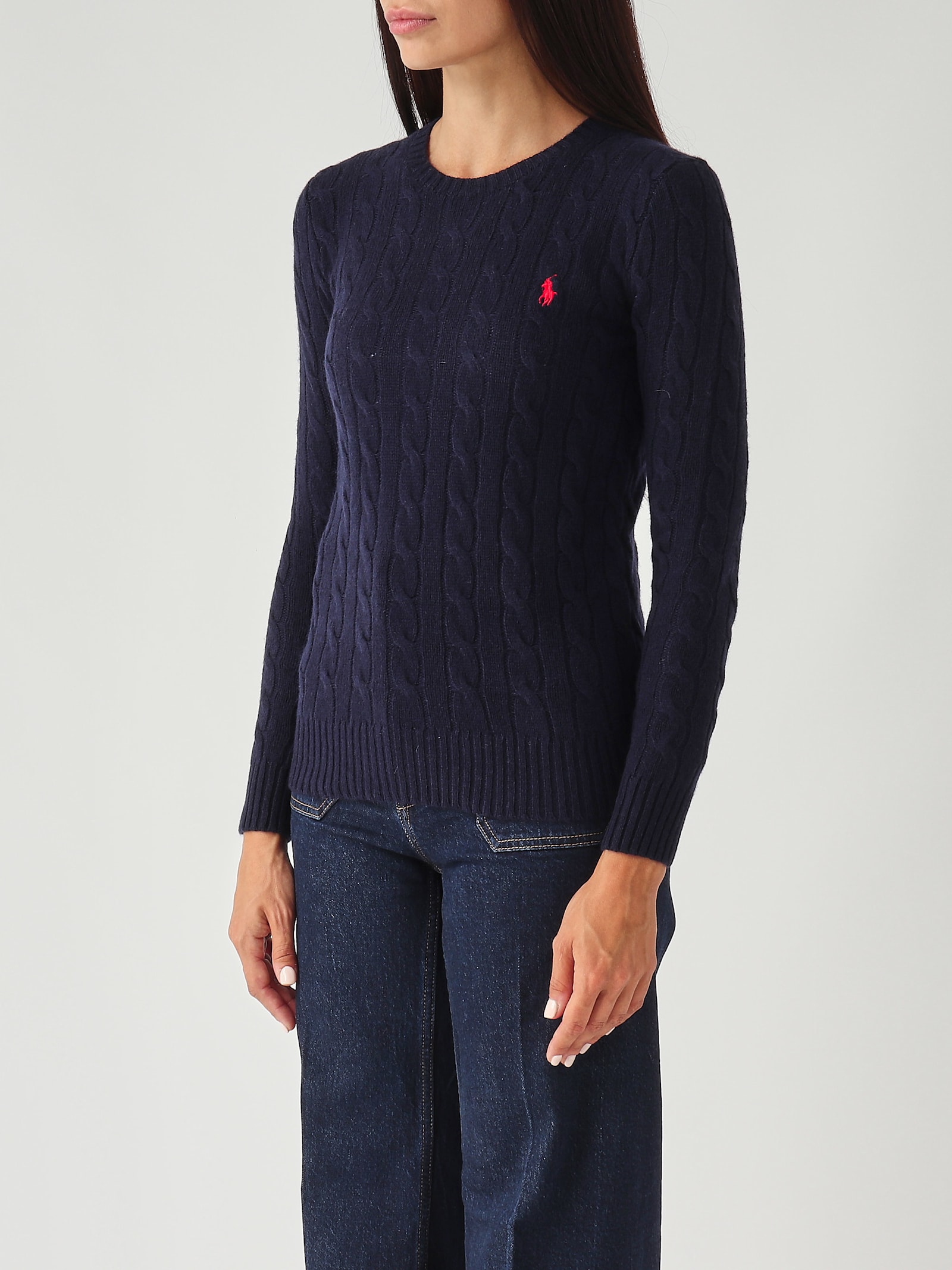 Polo Ralph Lauren Girocollo In Lana E Cashmere A Trecce Sweater In Blue