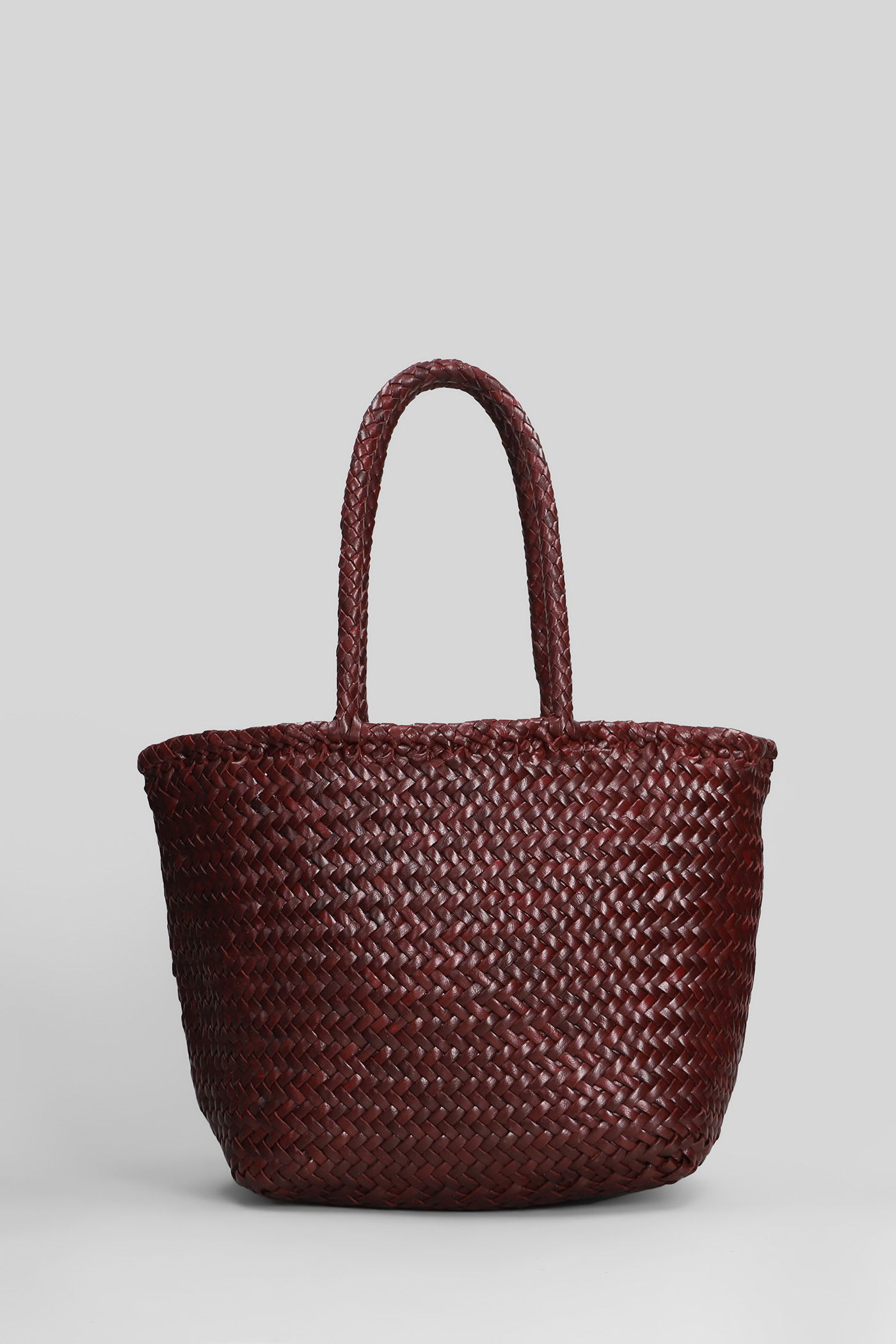 Dragon Diffusion Grace Basket Small Tote In Bordeaux Leather In Burgundy