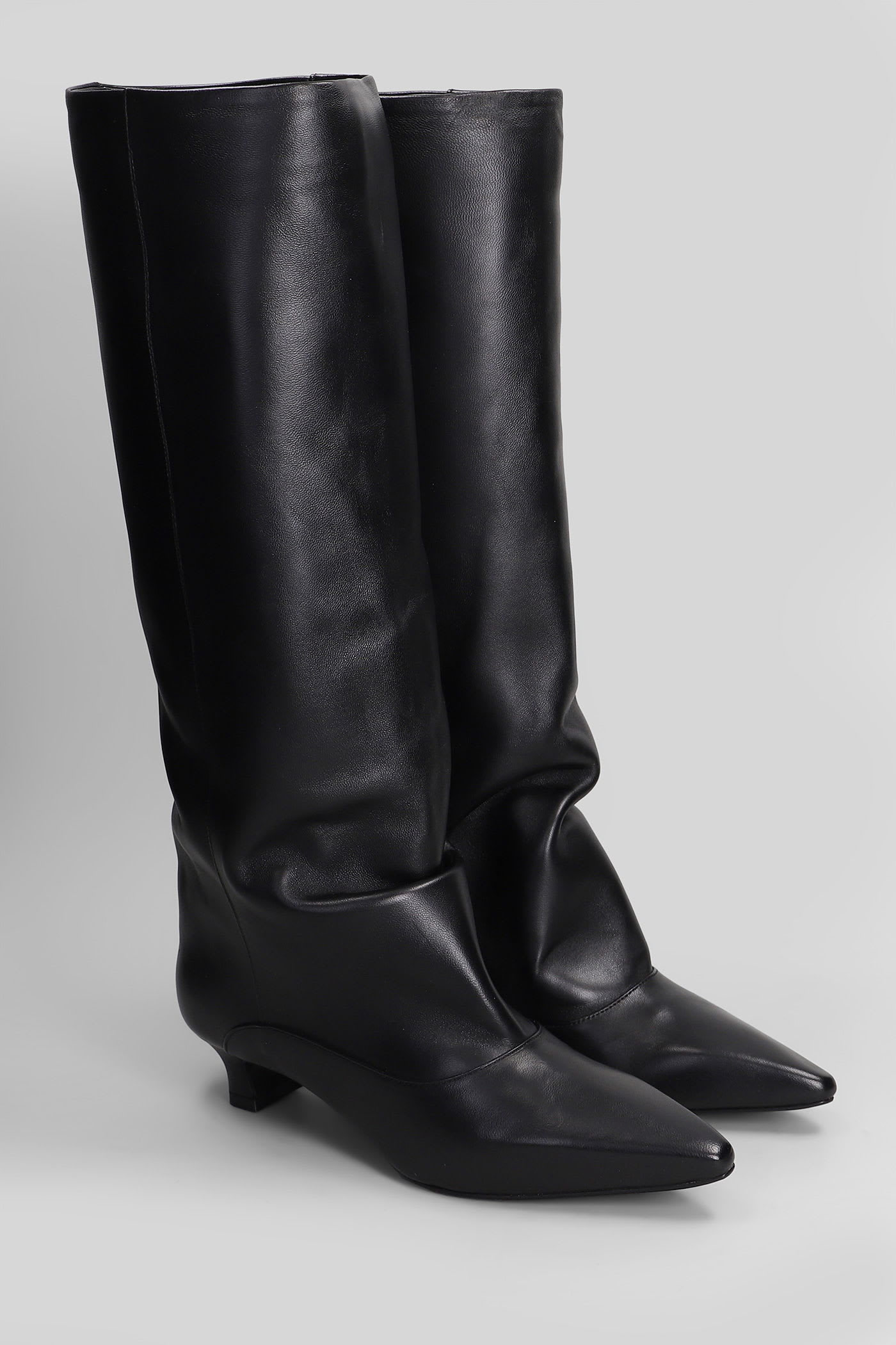 The Seller Low Heels Boots In Black Leather In Black