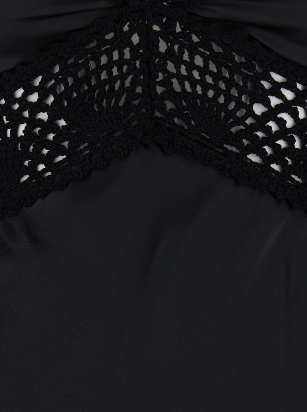 Semicouture Semi Couture Jacinta Satin Dress With Crochet Detailing In Black