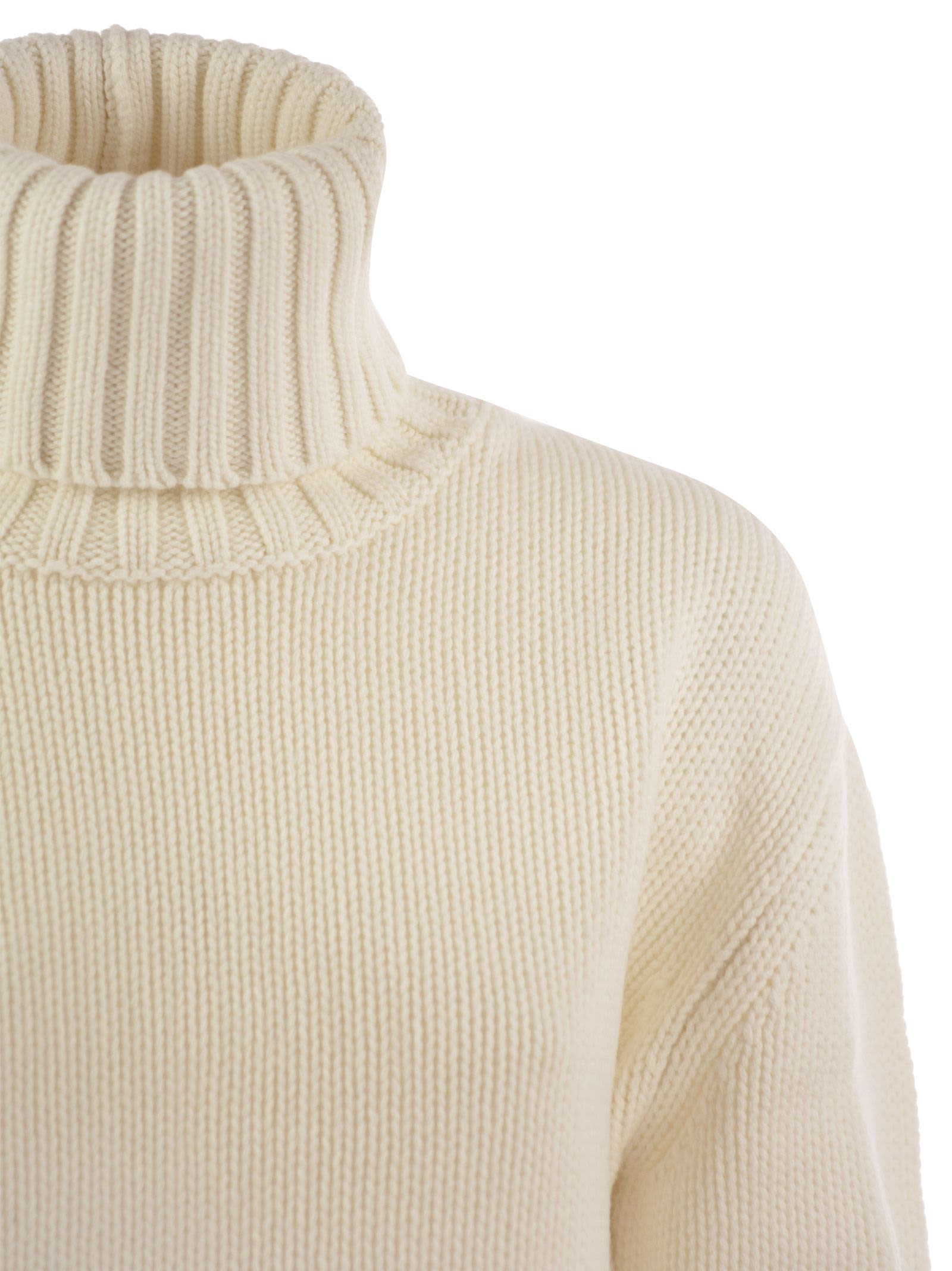 Shop Fabiana Filippi Wool, Silk And Cashmere Blend Turtleneck Sweater In Cream