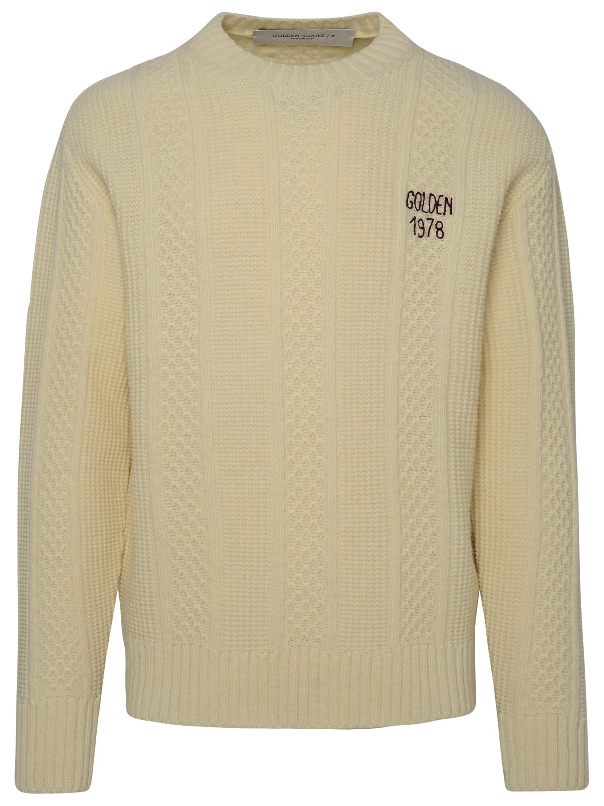 Shop Golden Goose Ivory Virgin Wool Sweater In Beige