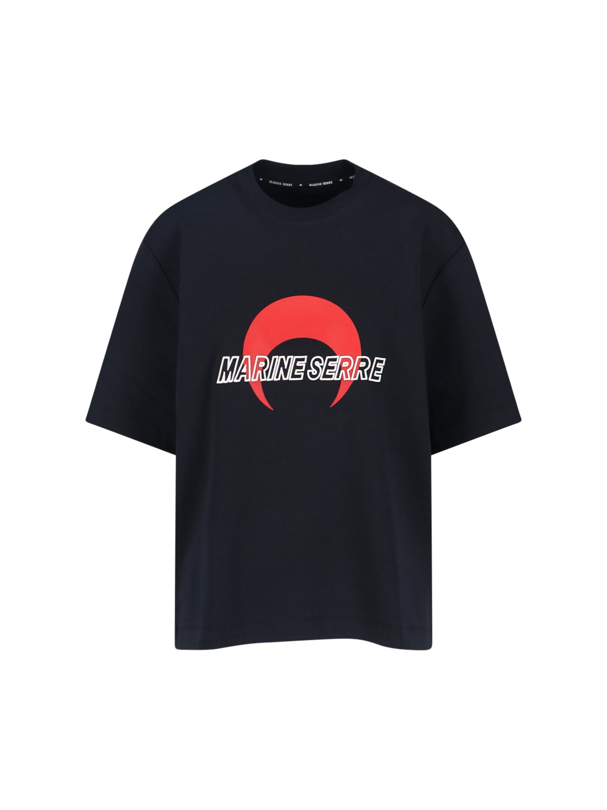Marine Serre Graphic Print Crew Neck Short Sleeve Top In Blue