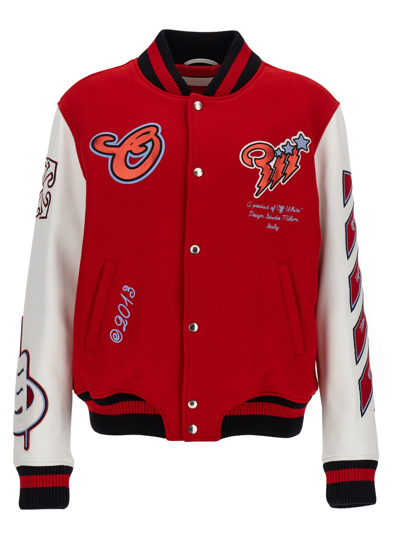 Shop Off-white Varsity Bomber Jacket In Red