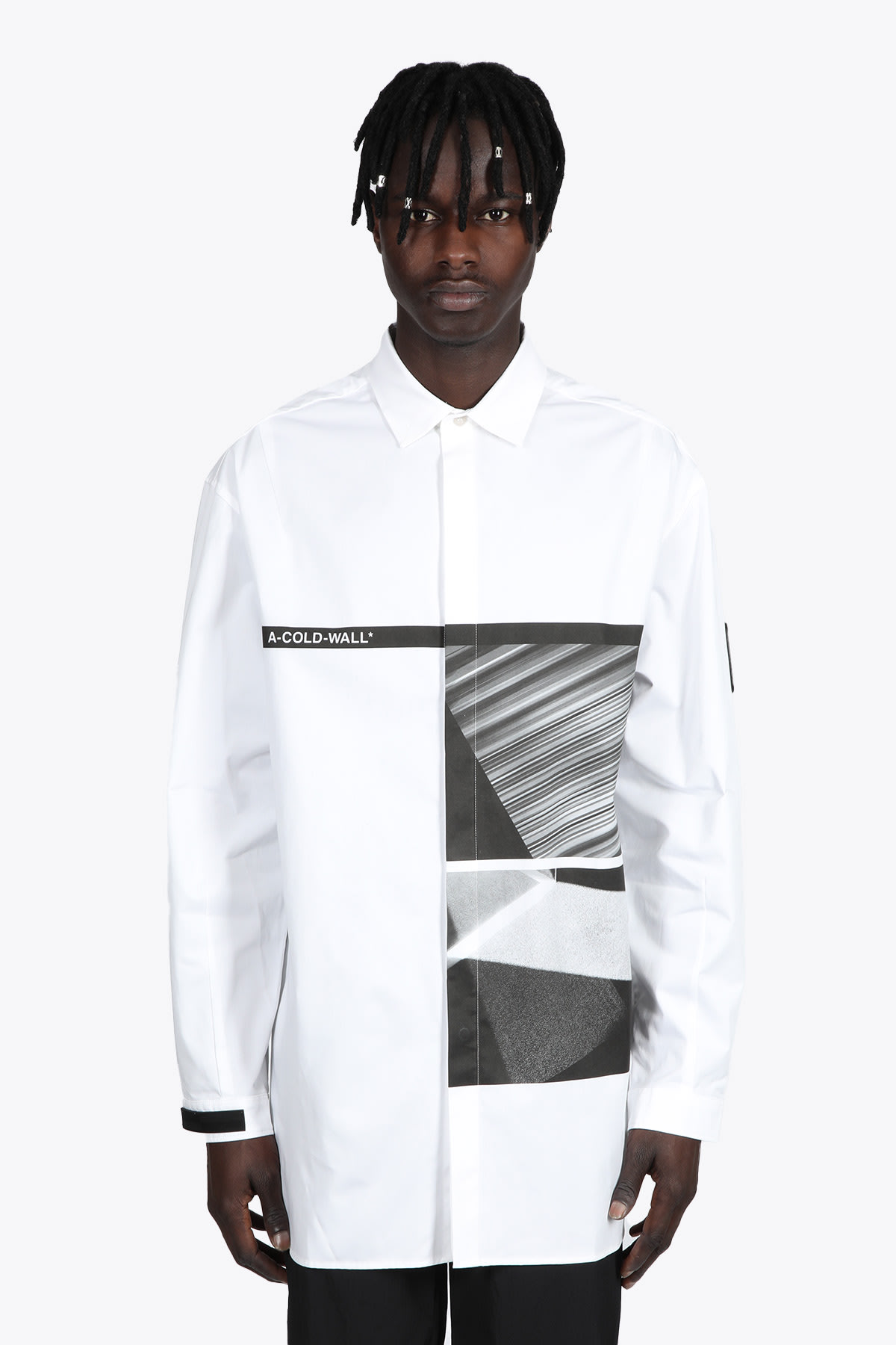 A-COLD-WALL Woven Testa Shirt White cotton shirt with photographic print