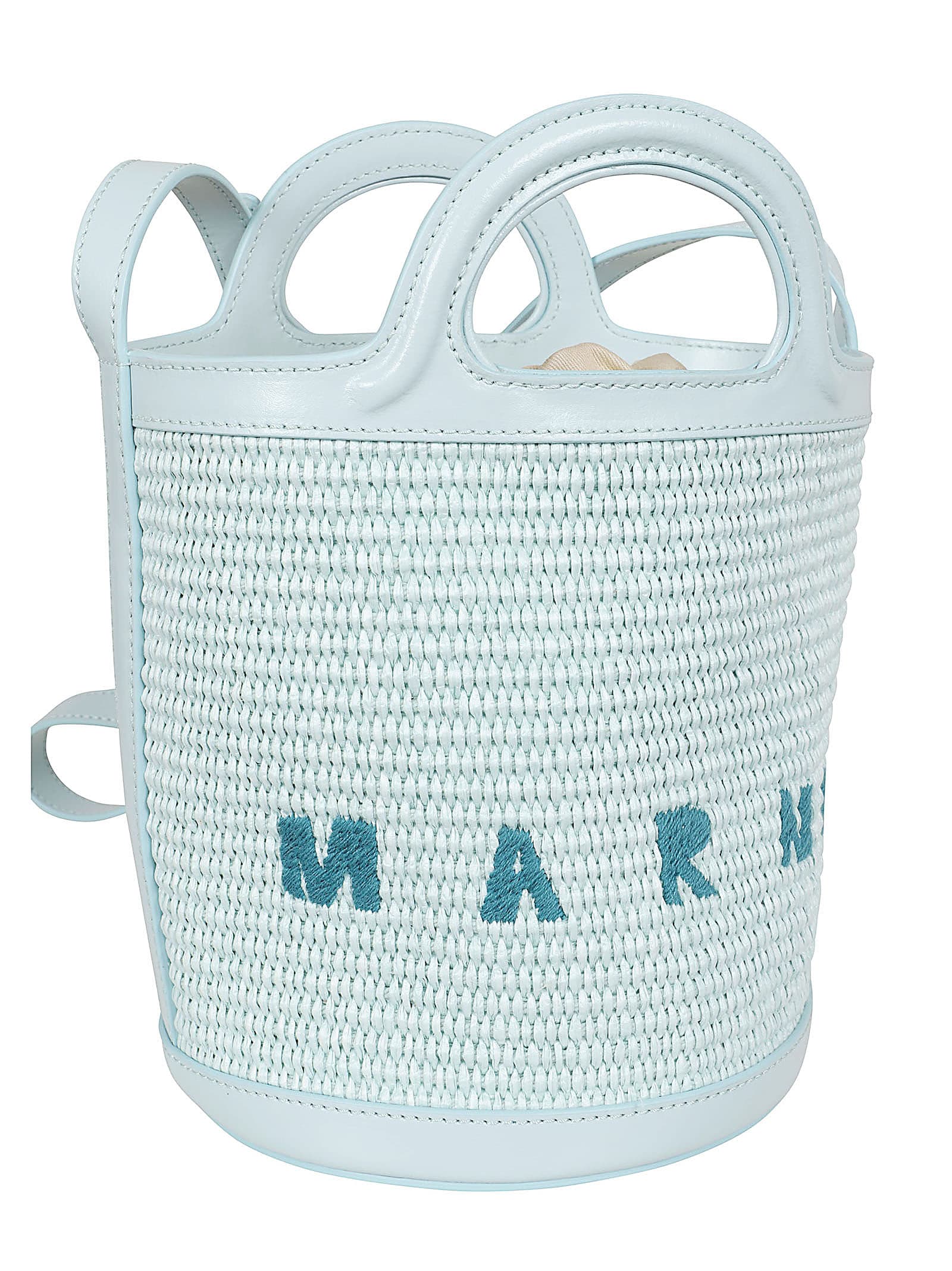 Shop Marni Tropicalia Mini Bucket In Pale Mint