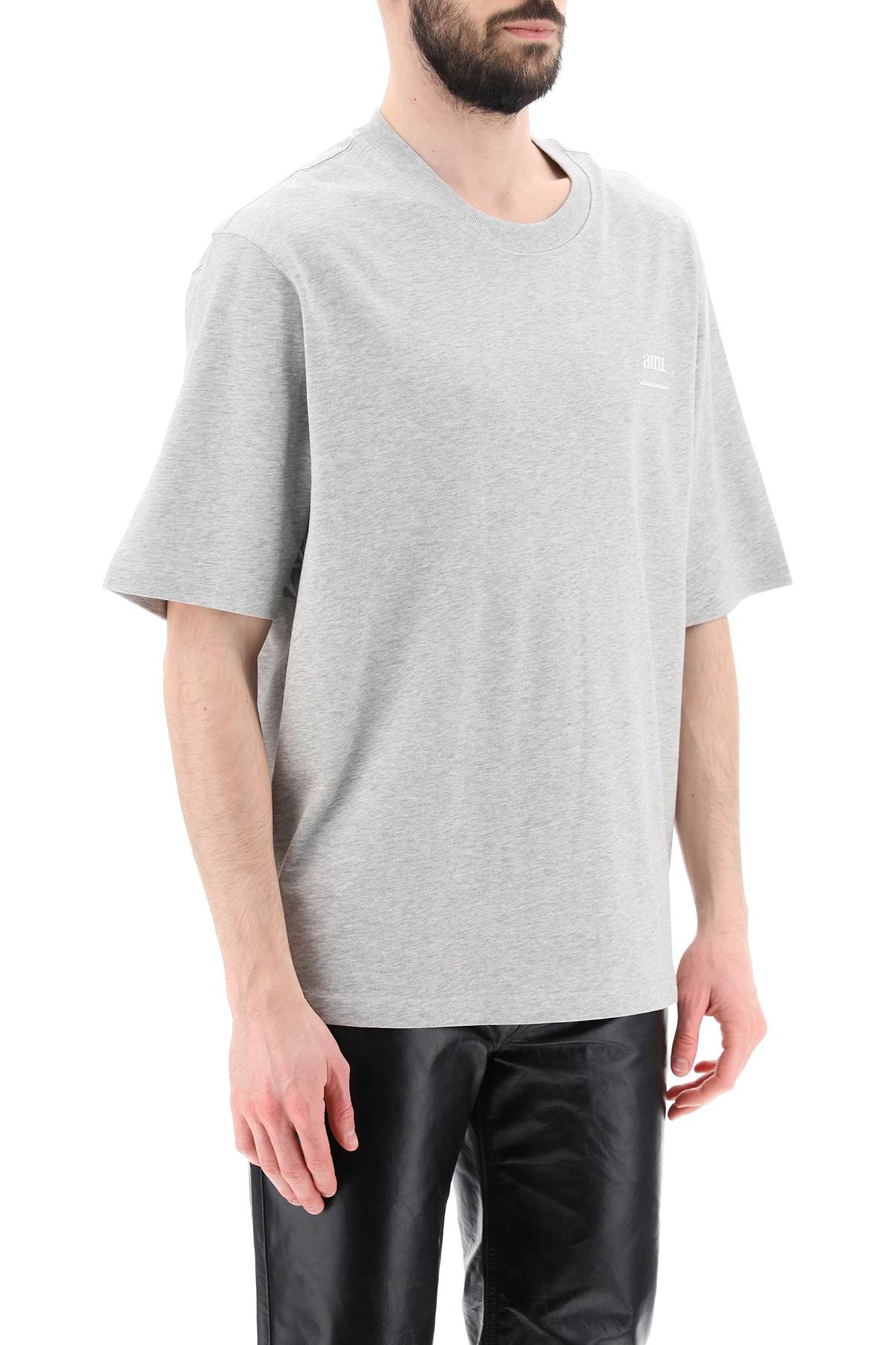 Shop Ami Alexandre Mattiussi Organic Cotton T-shirt In Gris Cendre Chine (grey)