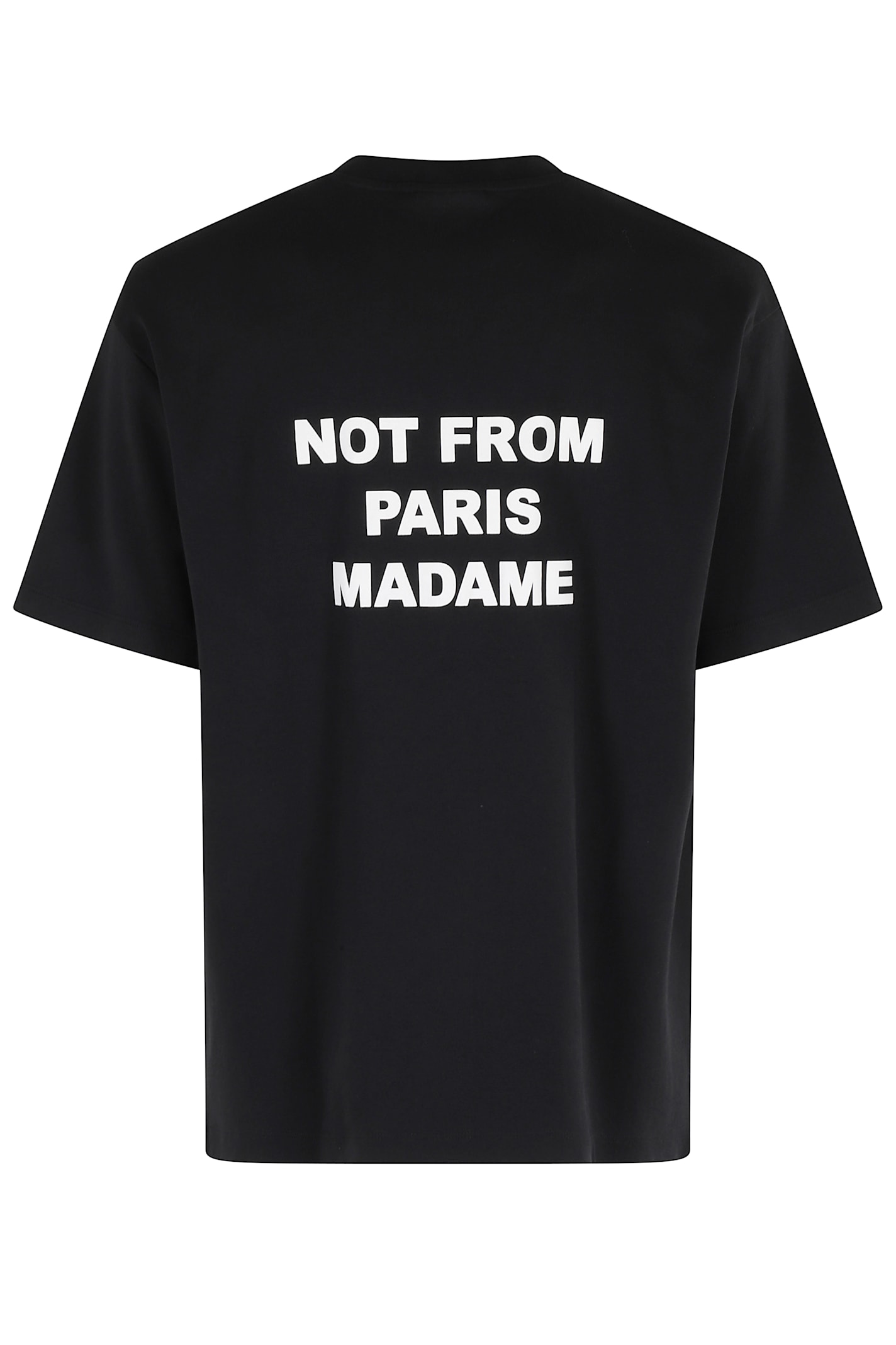 Drôle De Monsieur Black Crewneck T-shirt With Slogan Print On The Front And Back In Black