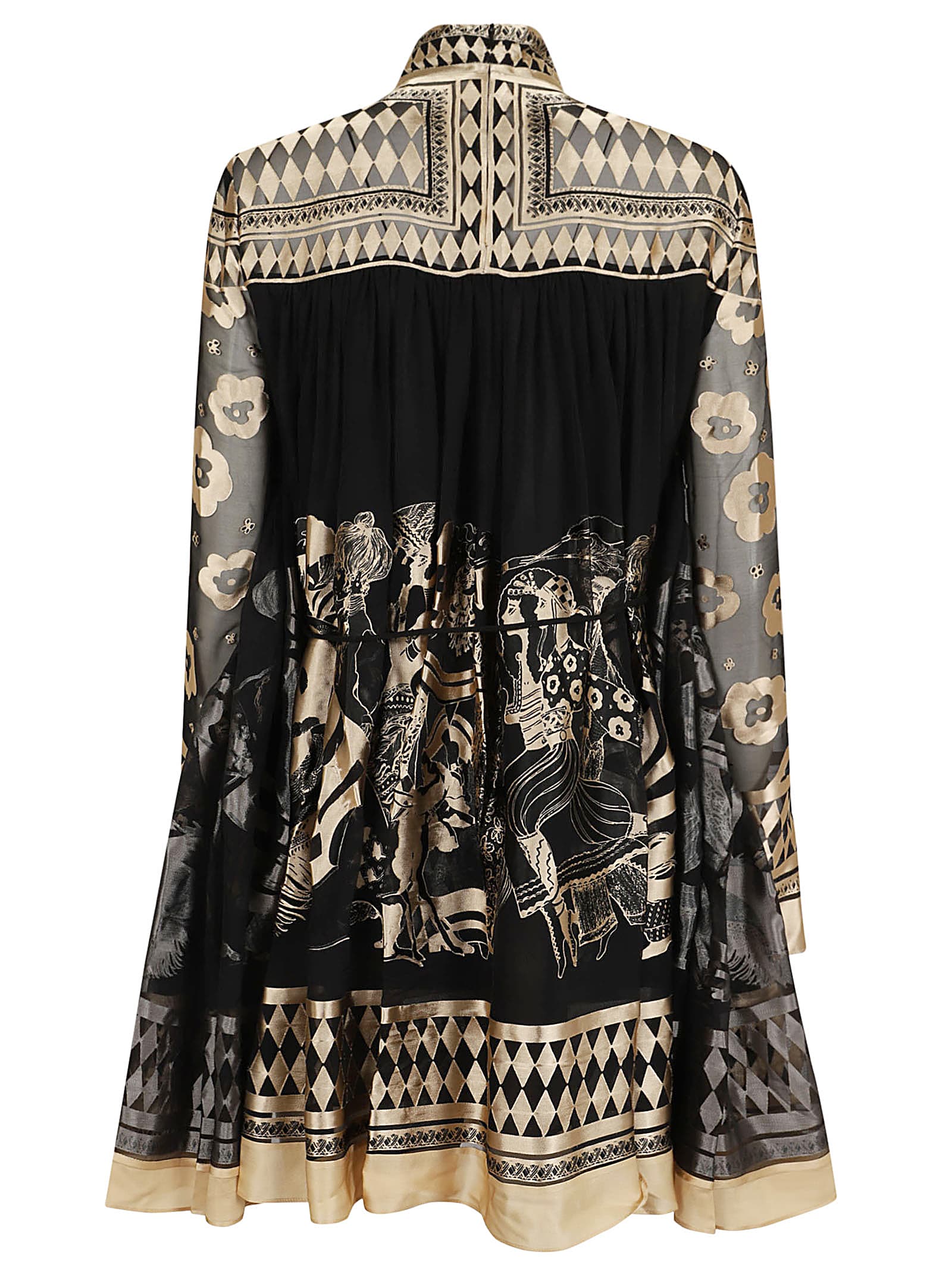 Shop Zimmermann Illustration Otto Mini Dress In Blatea Black Tea