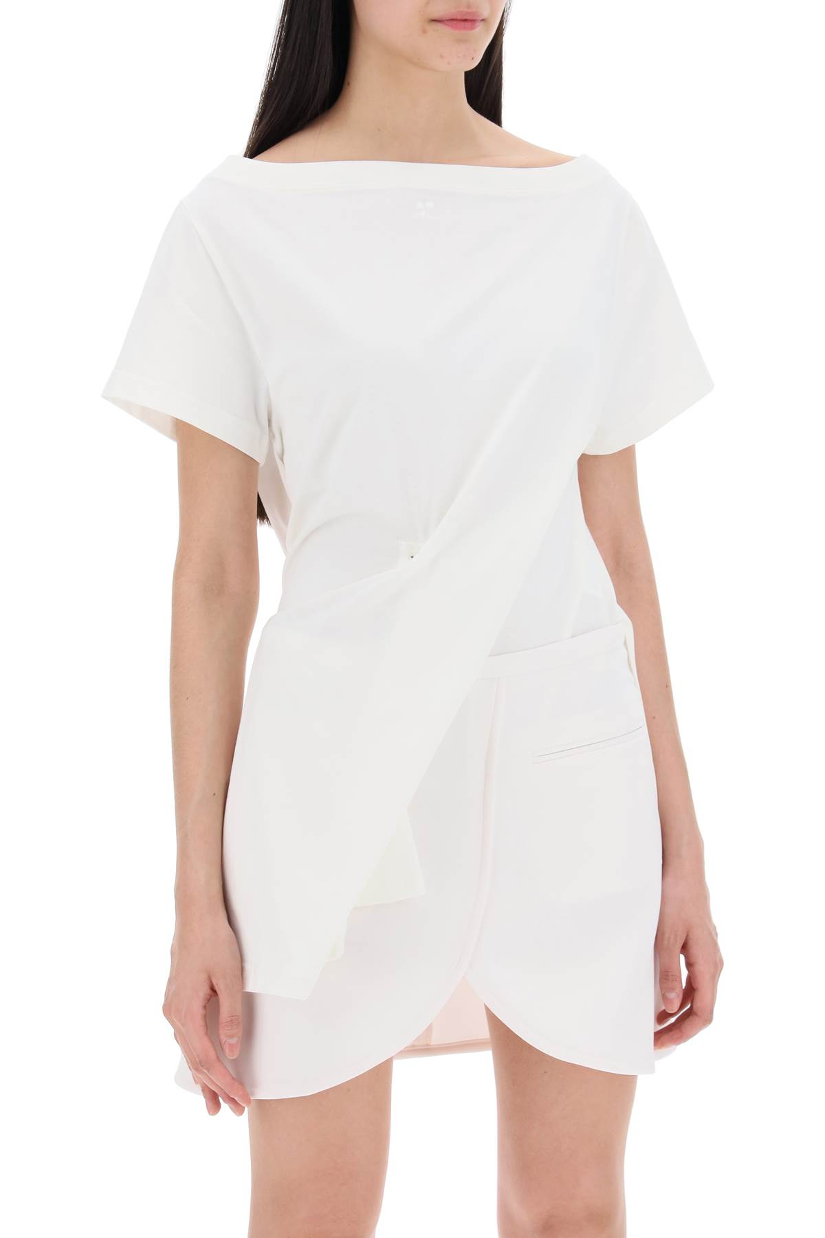 Shop Courrèges Twisted Body T-shirt In Heritage White (white)