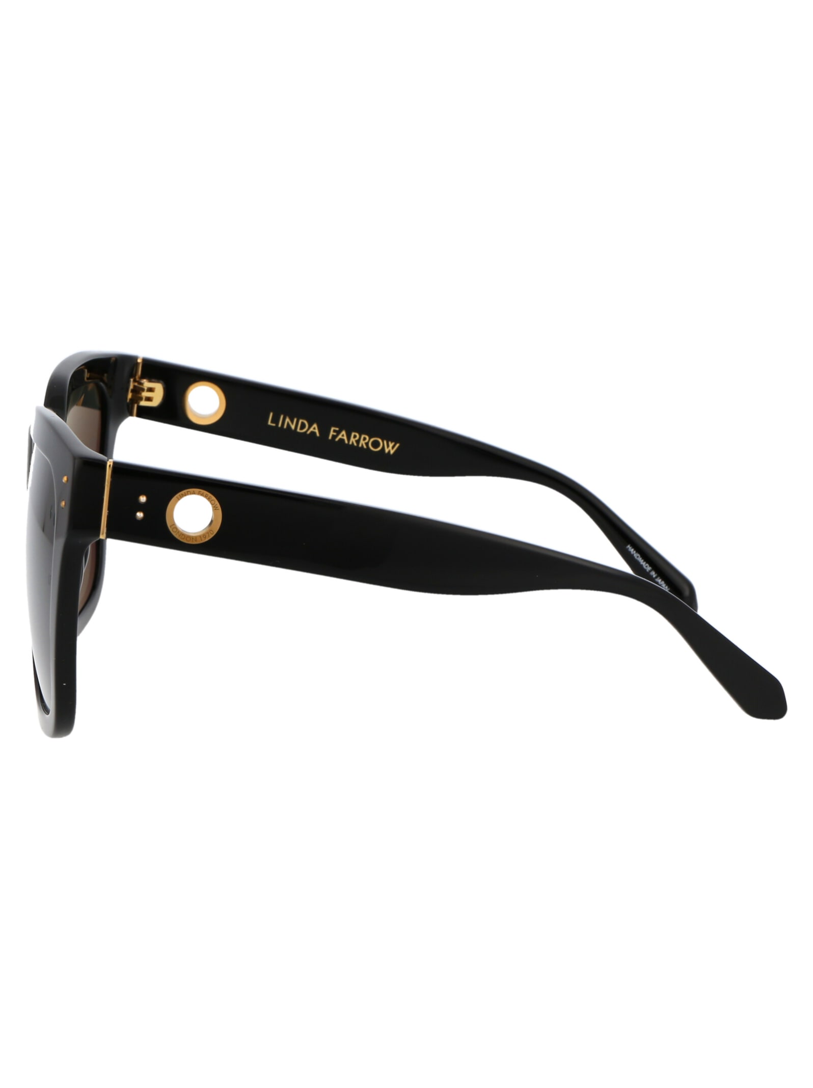 Shop Linda Farrow Freya Sunglasses In Black/yellow Gold/solid Black