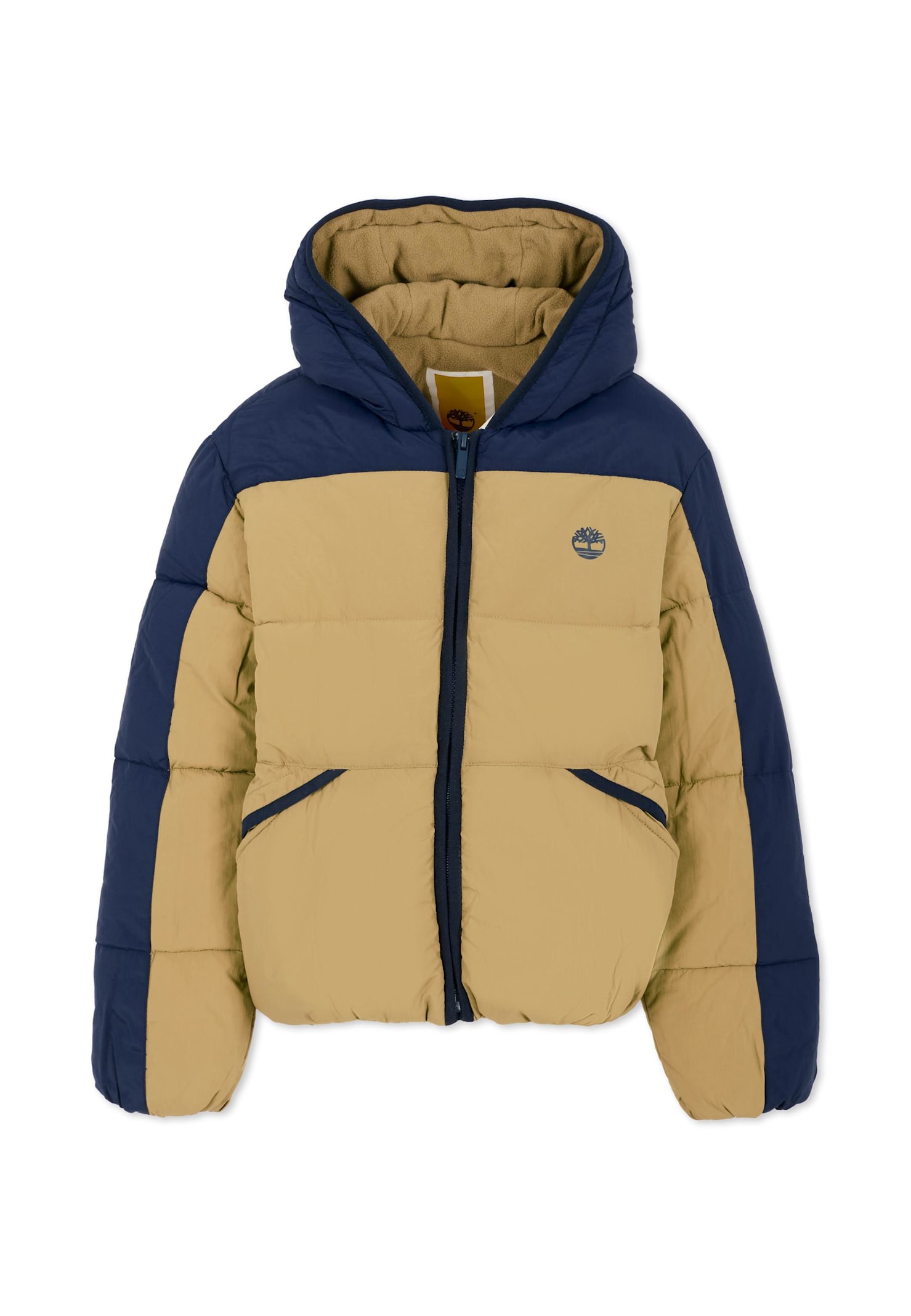 Timberland Beige Down Jacket For Boy With Logo In Brown