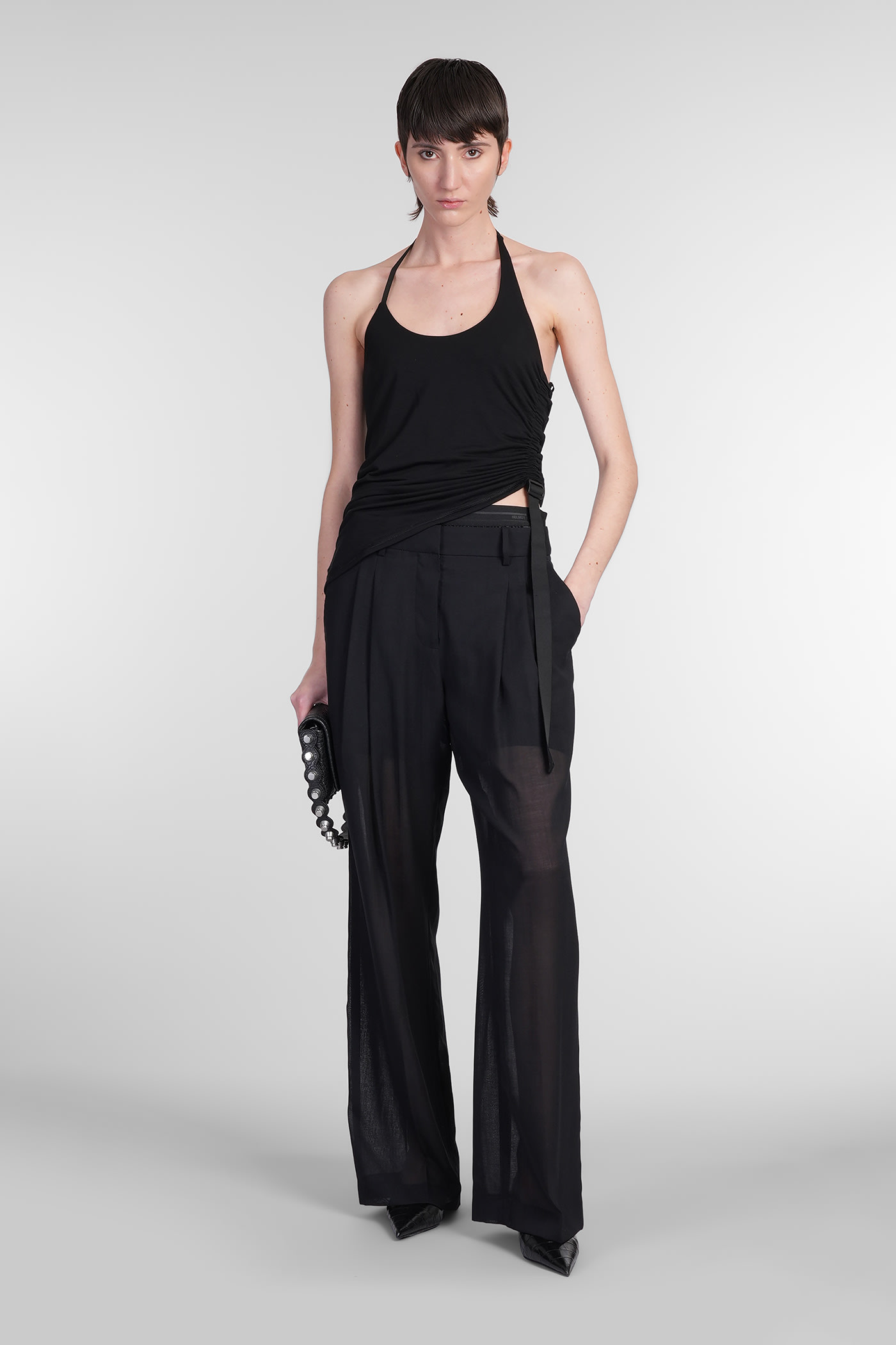 Helmut Lang Topwear In Black Wool And Polyester In Black