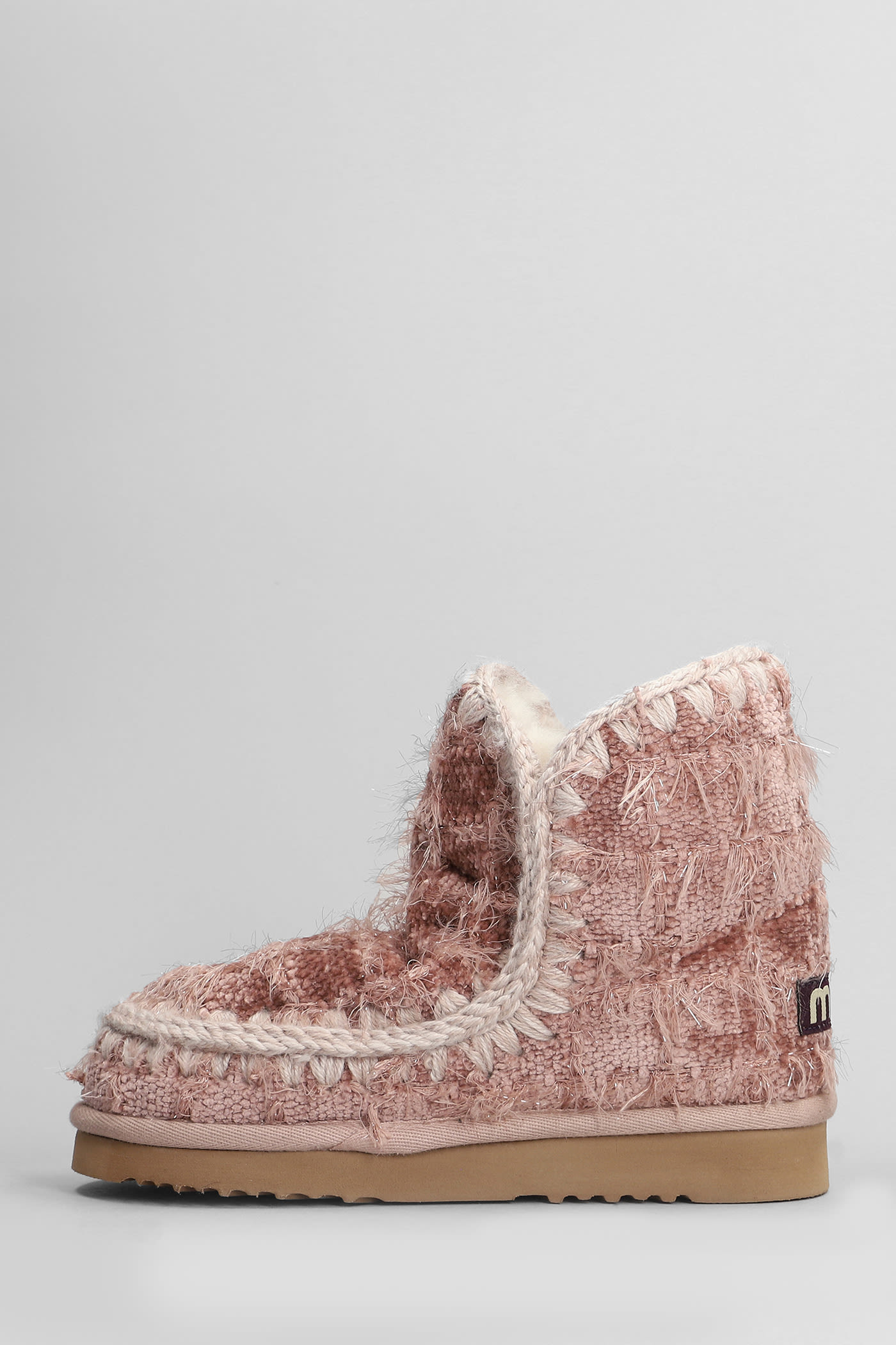 Shop Mou Eskimo 18 Low Heels Ankle Boots In Rose-pink Leather