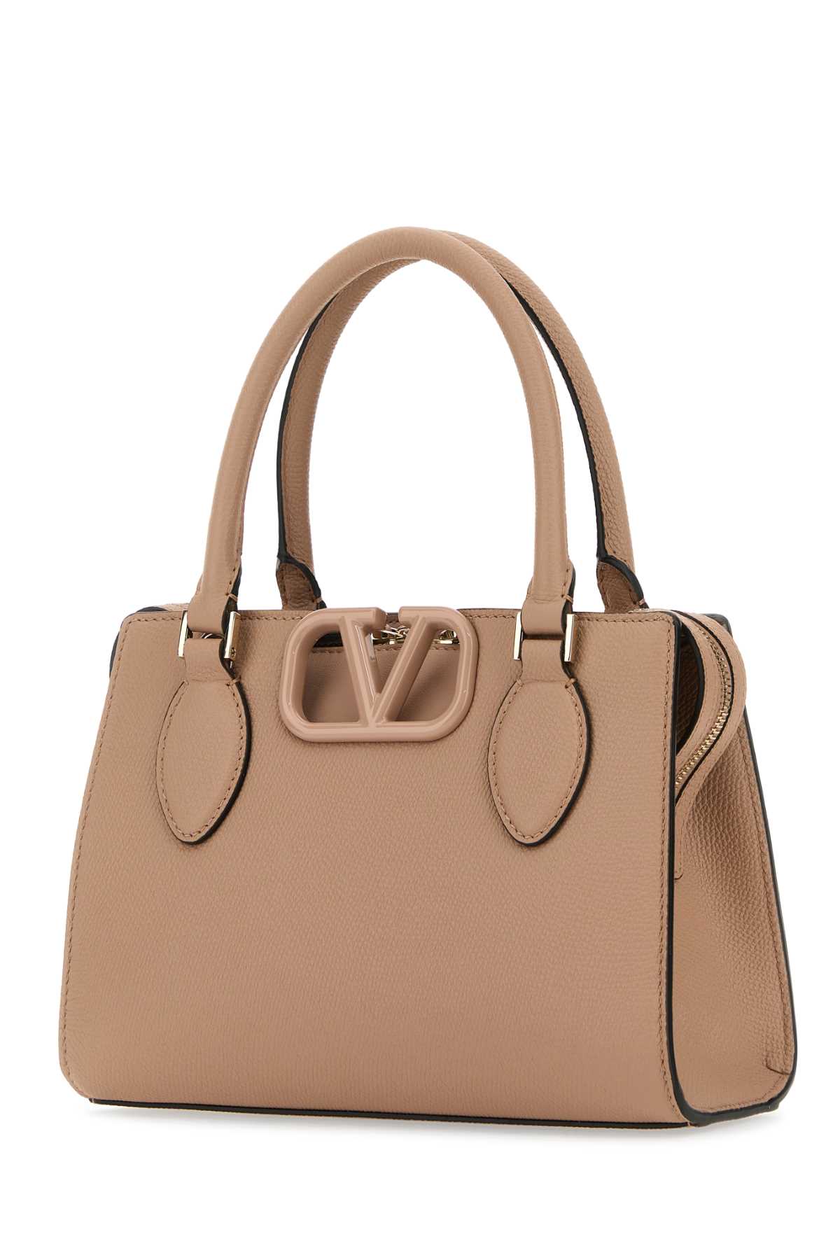 Shop Valentino Antiqued Pink Leather Vlogo Handbag In Rosecannelle