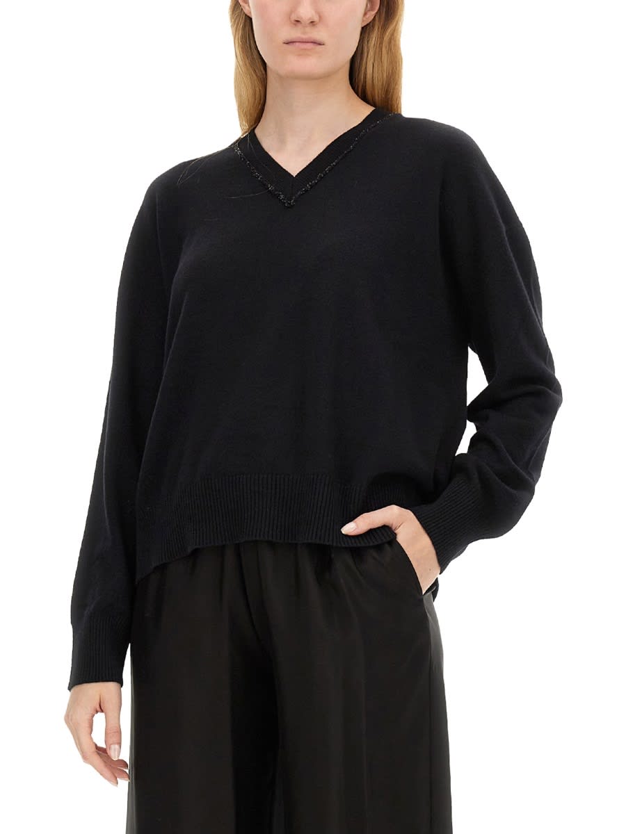 Shop Fabiana Filippi V-neck Sweater In Black