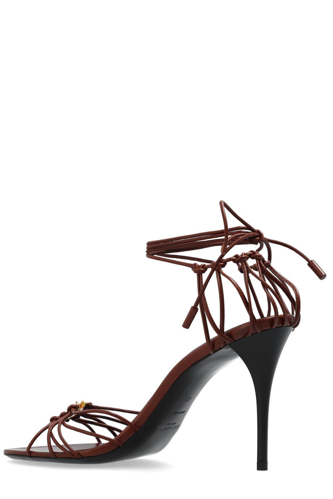 Shop Saint Laurent Babylone Ankle Strap Sandals In Aesthetic Brown