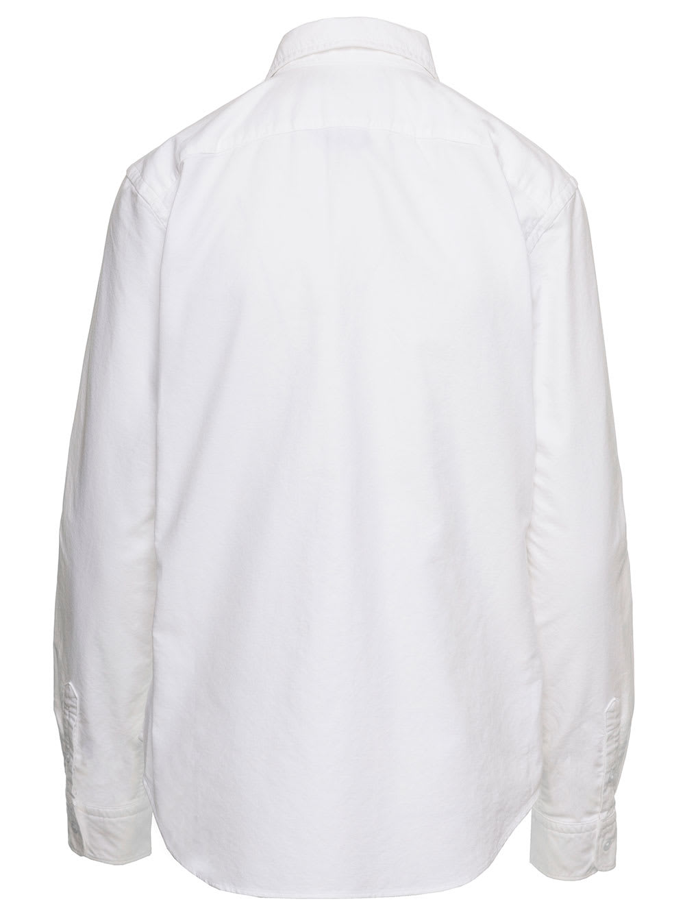 Shop Polo Ralph Lauren White Oversized Shirt With Logo Embroidery In Cotton Woman In Bianco