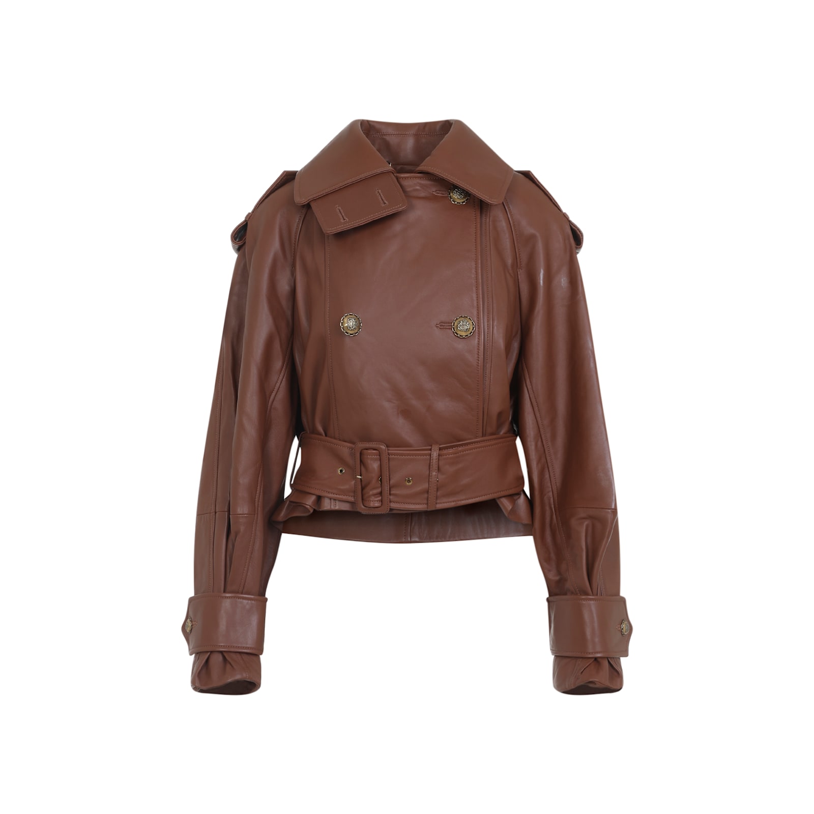 Zimmermann Hypnotic Leather Crop Trench Women In Brown