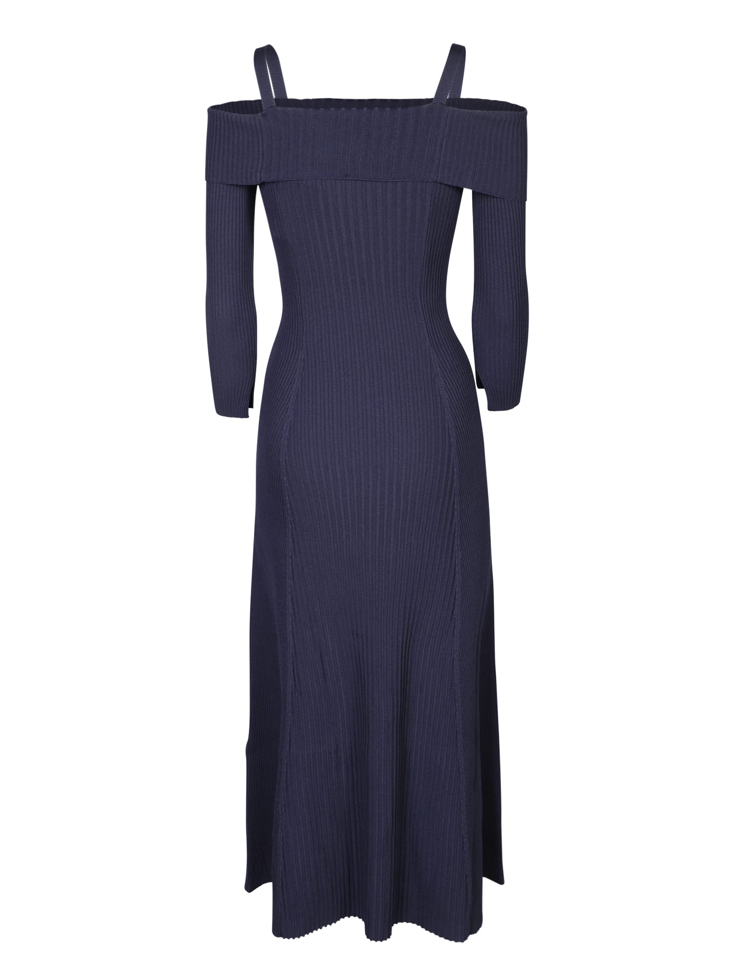 Shop Ganni Melange Knit Blue Dress