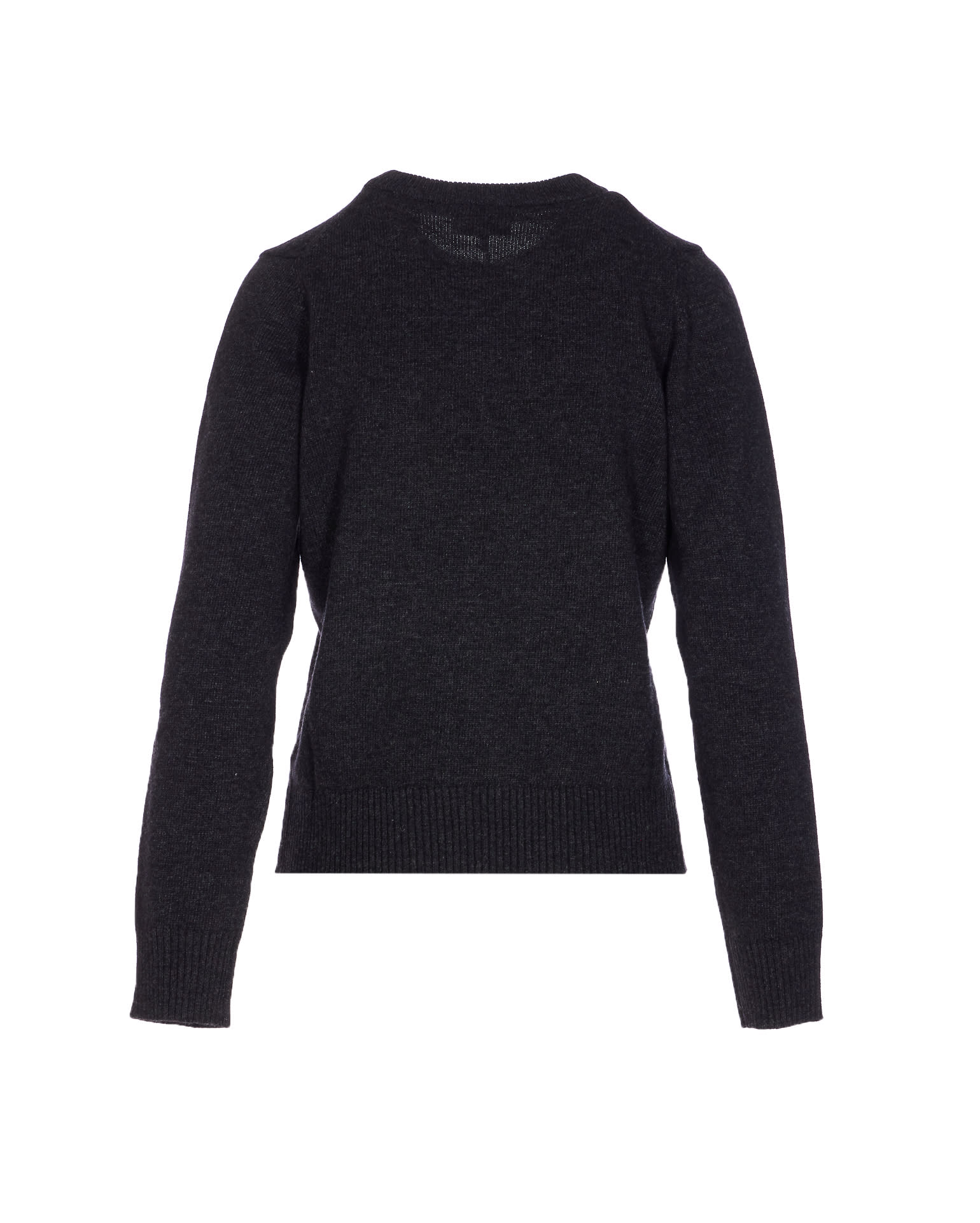 Ganni Playful Puppy Love Graphic Wool Blend Crewneck Sweater In Black