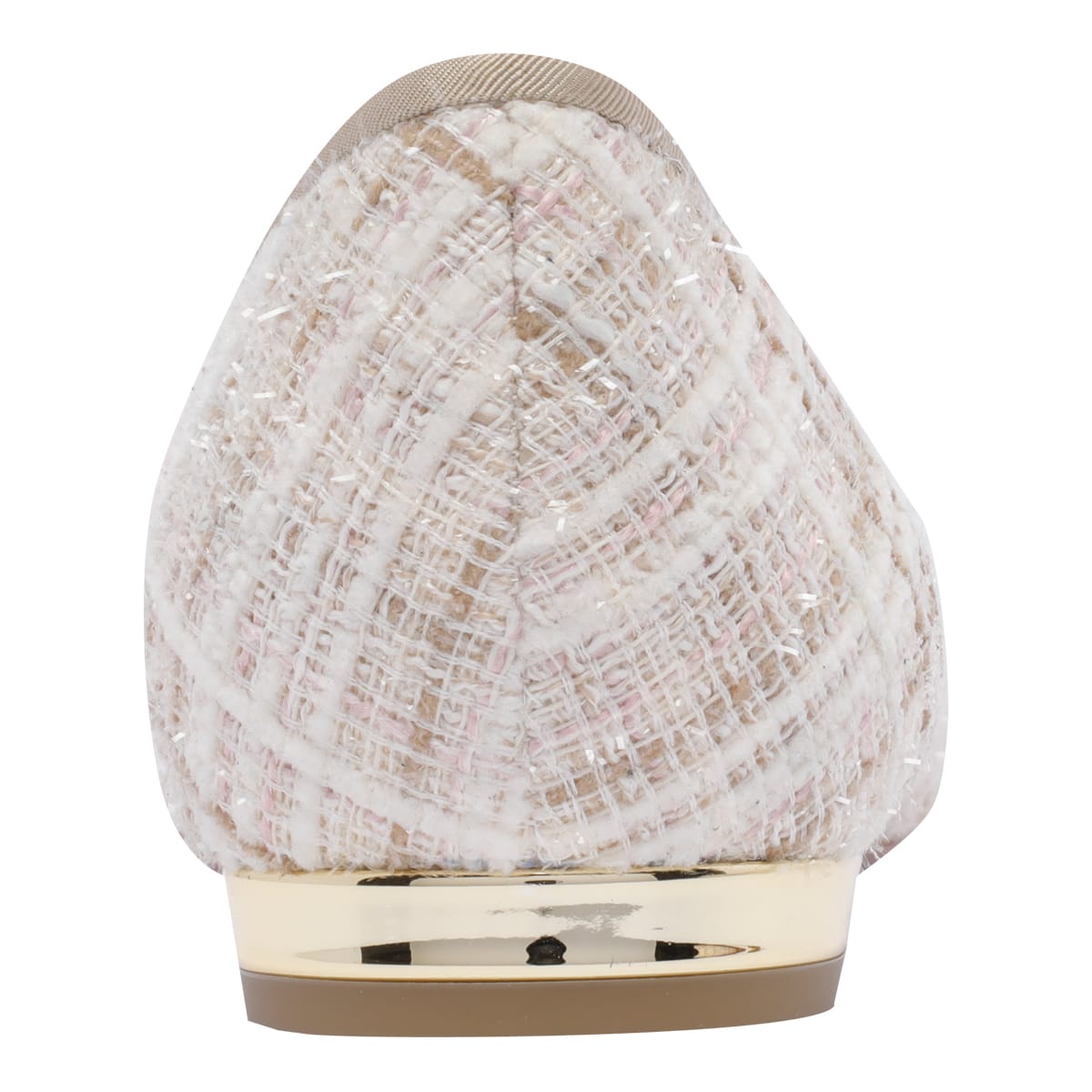 Aquazzura Check Tweed Pointed Toe Ballet Flats In Beige