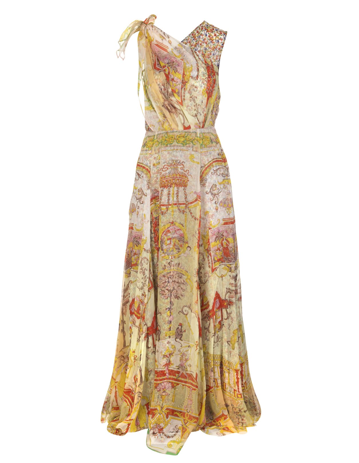 Etro Long Silk Dress With Ornamental Print