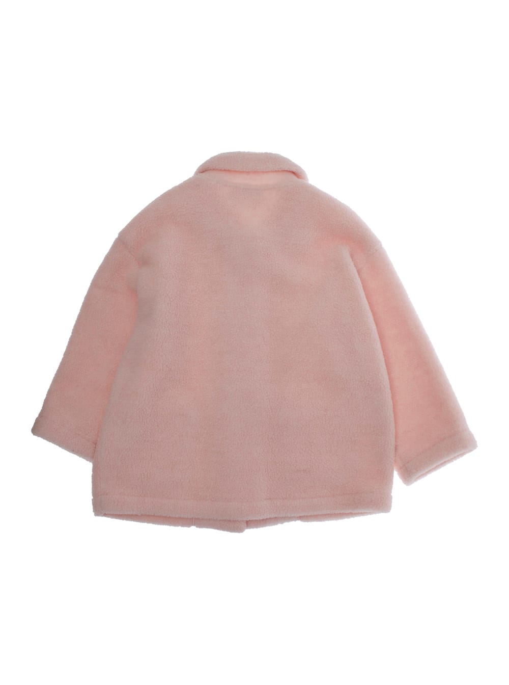 Il Gufo Pink Coat With Classic Collar And Logo Lettering Embroidery On The Sleeve In Tech Fabric Girl In Pink