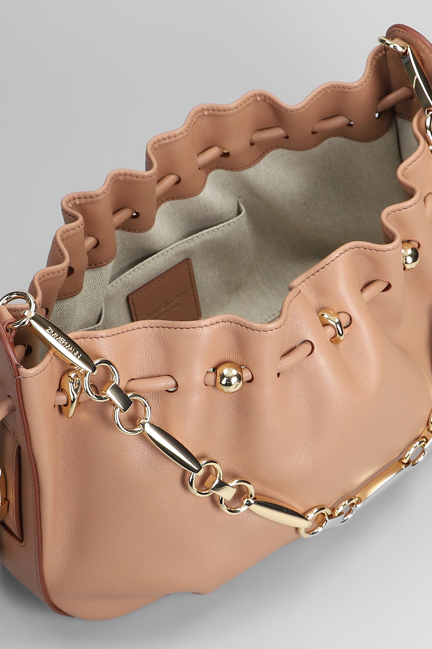 Zimmermann Halcyon Shoulder Bag In Taupe Leather In Taupe