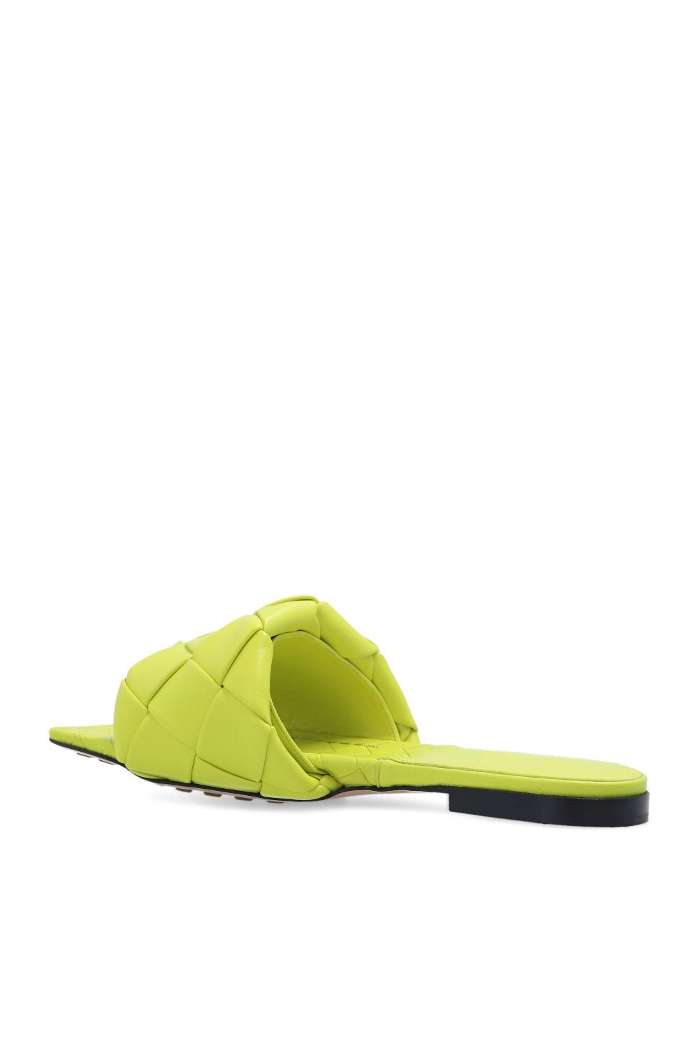 Shop Bottega Veneta Lido Leather Slides In Green