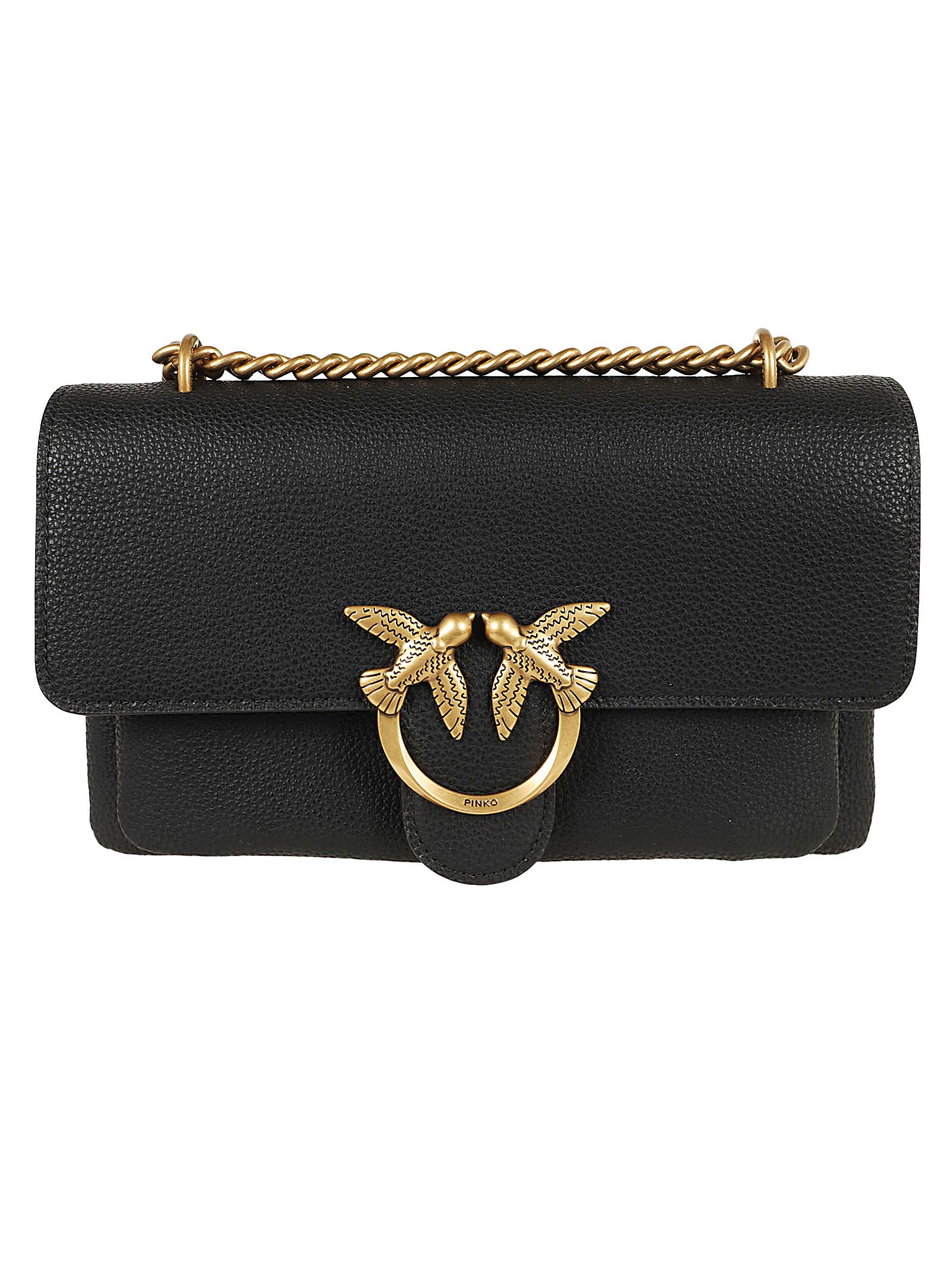 Shop Pinko Love One Soft Mini Pelle Botta In Q Nero Antique Gold